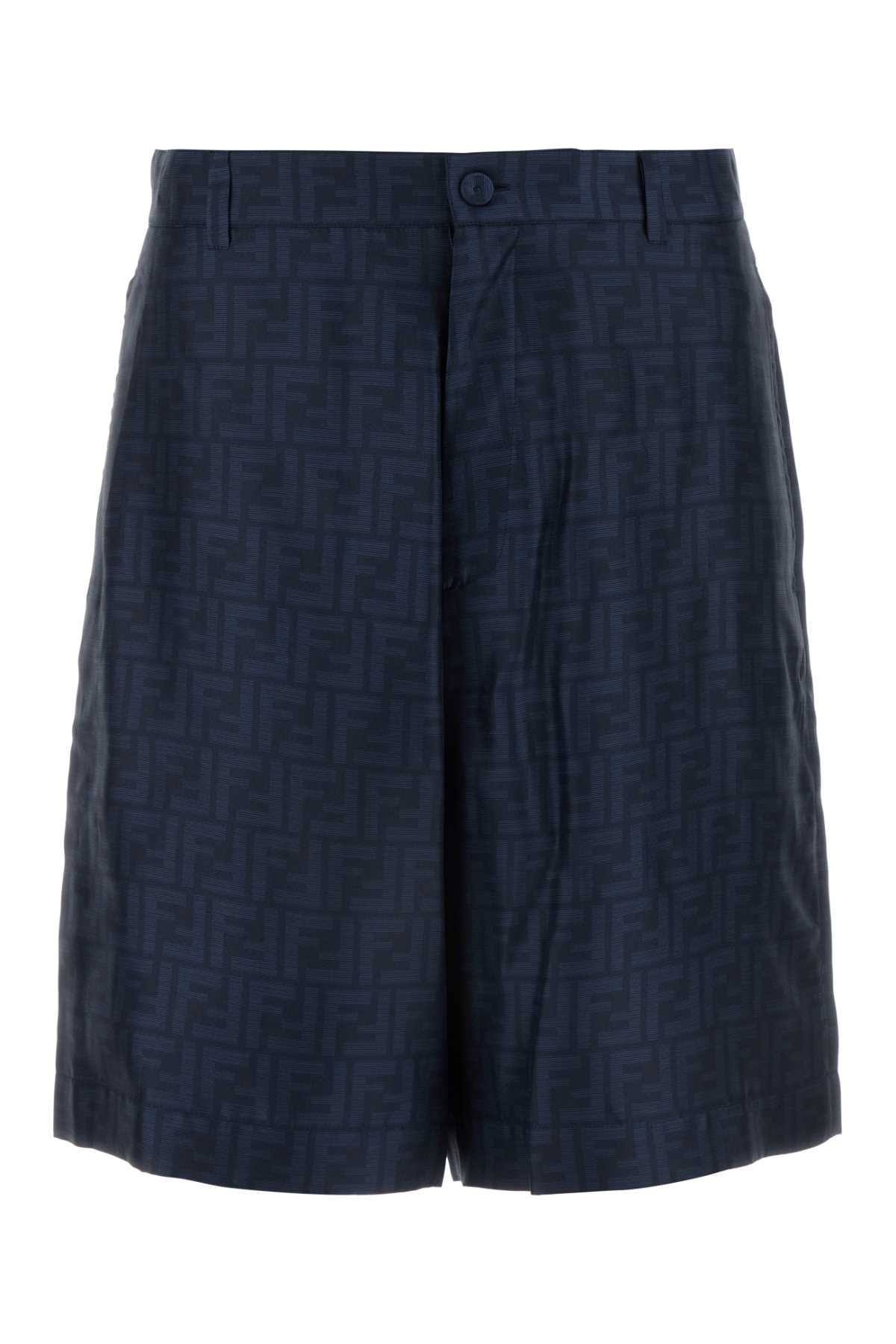 FENDI EMBROIDERED SILK BERMUDA SHORTS 