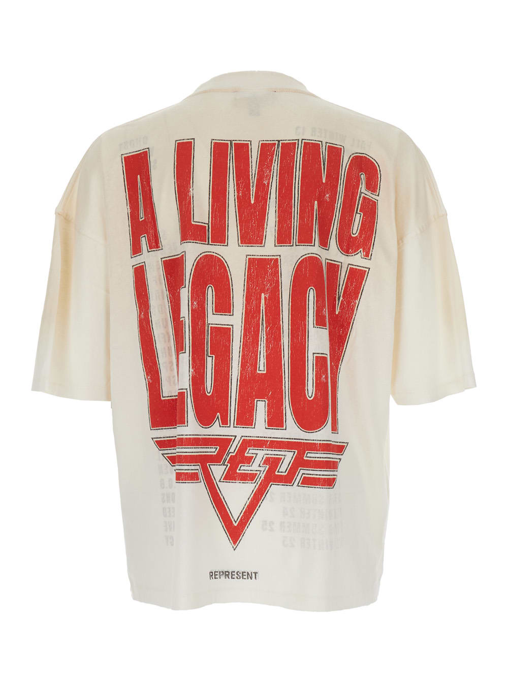 Represent White Crewneck T-shirt With Maxi Logo Print On Front And Rear In Cotton Blend Man In White