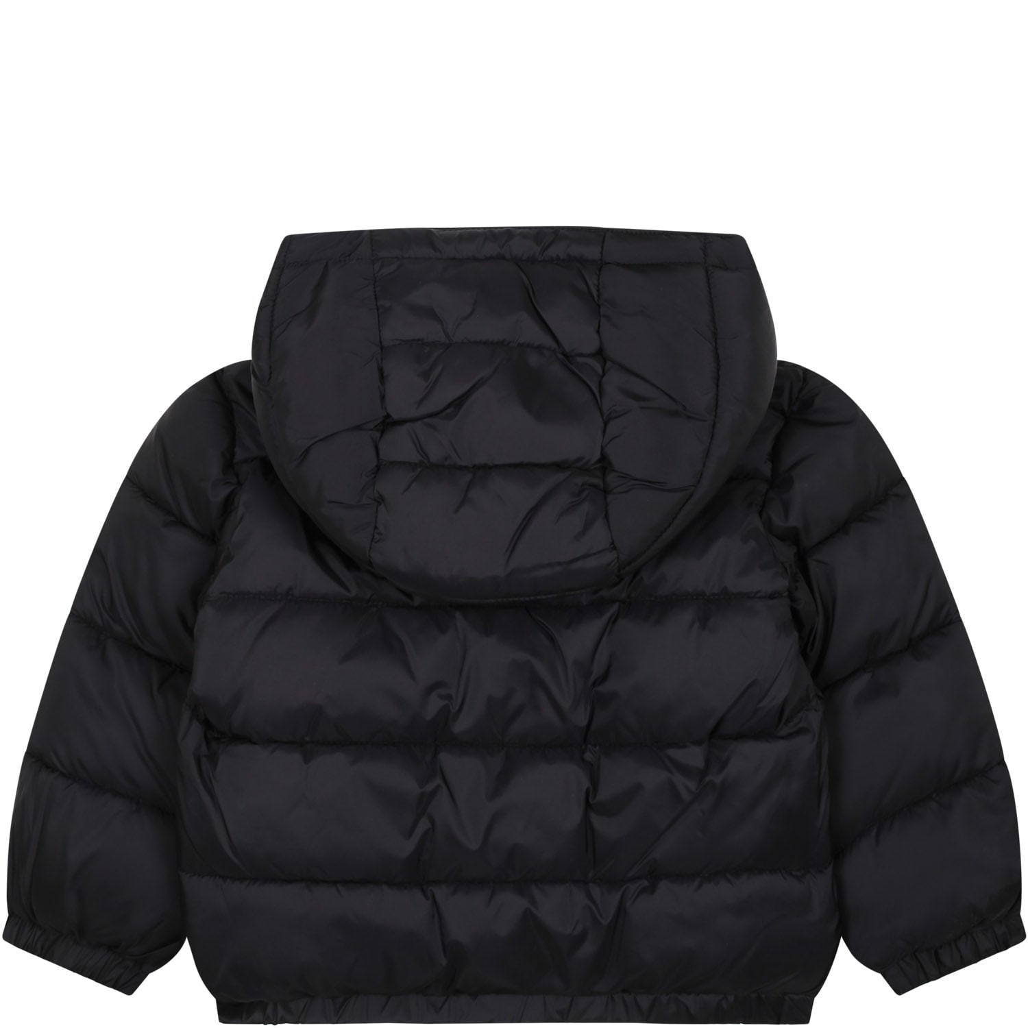 Shop Moschino Black Down Jacket For Babies With Teddy Bear And Logo
