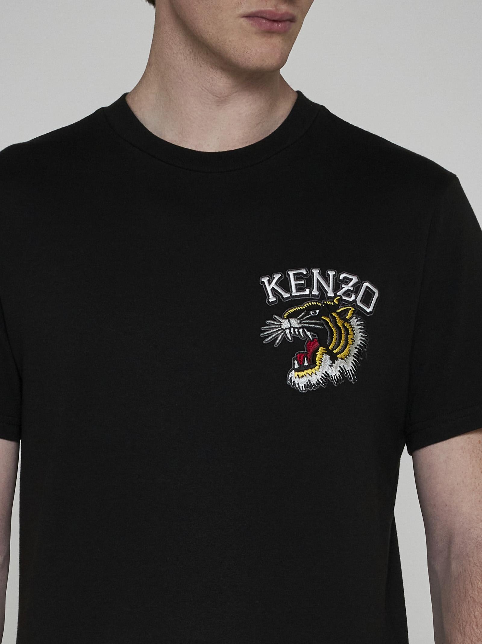 Shop Kenzo Tiger Varsity Cotton T-shirt In Nero