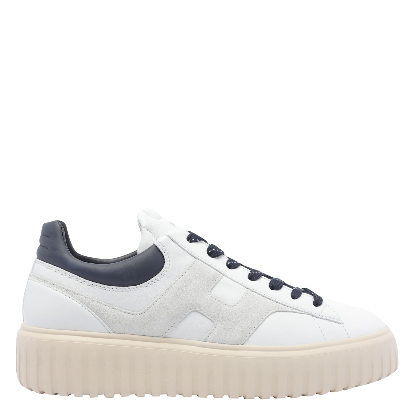 Hogan Lace-up White Sneakers With Logo Patch In White