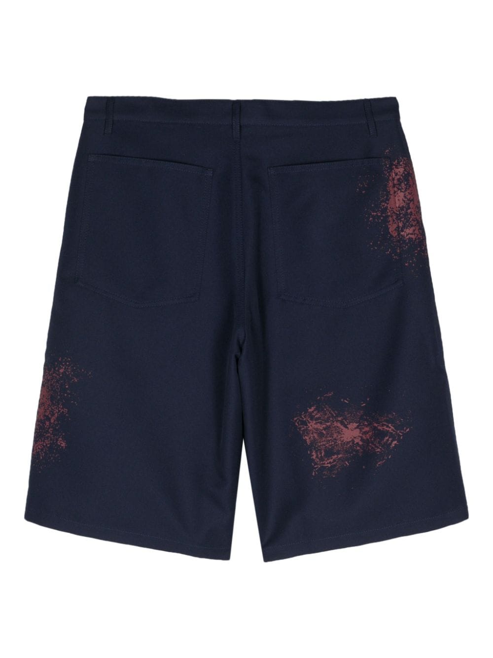 Comme Des Garçons Twill Weave Paint Splatter Detail Shorts In Blue