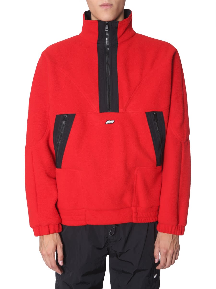 Msgm Zip Sweatshirt In Red
