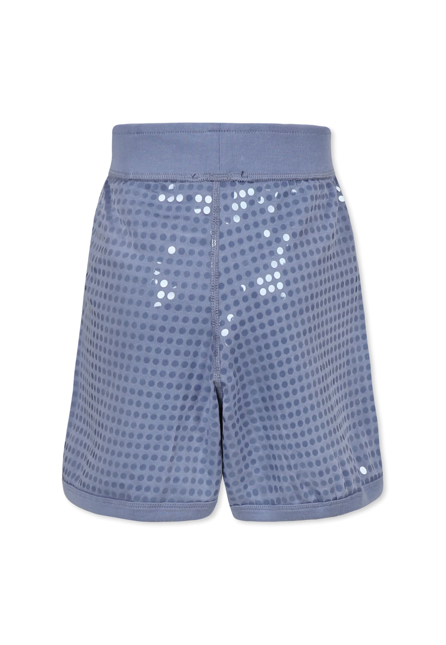 Dkny Light Blue Shorts For Girl With Sequins And Logo In Light Blue