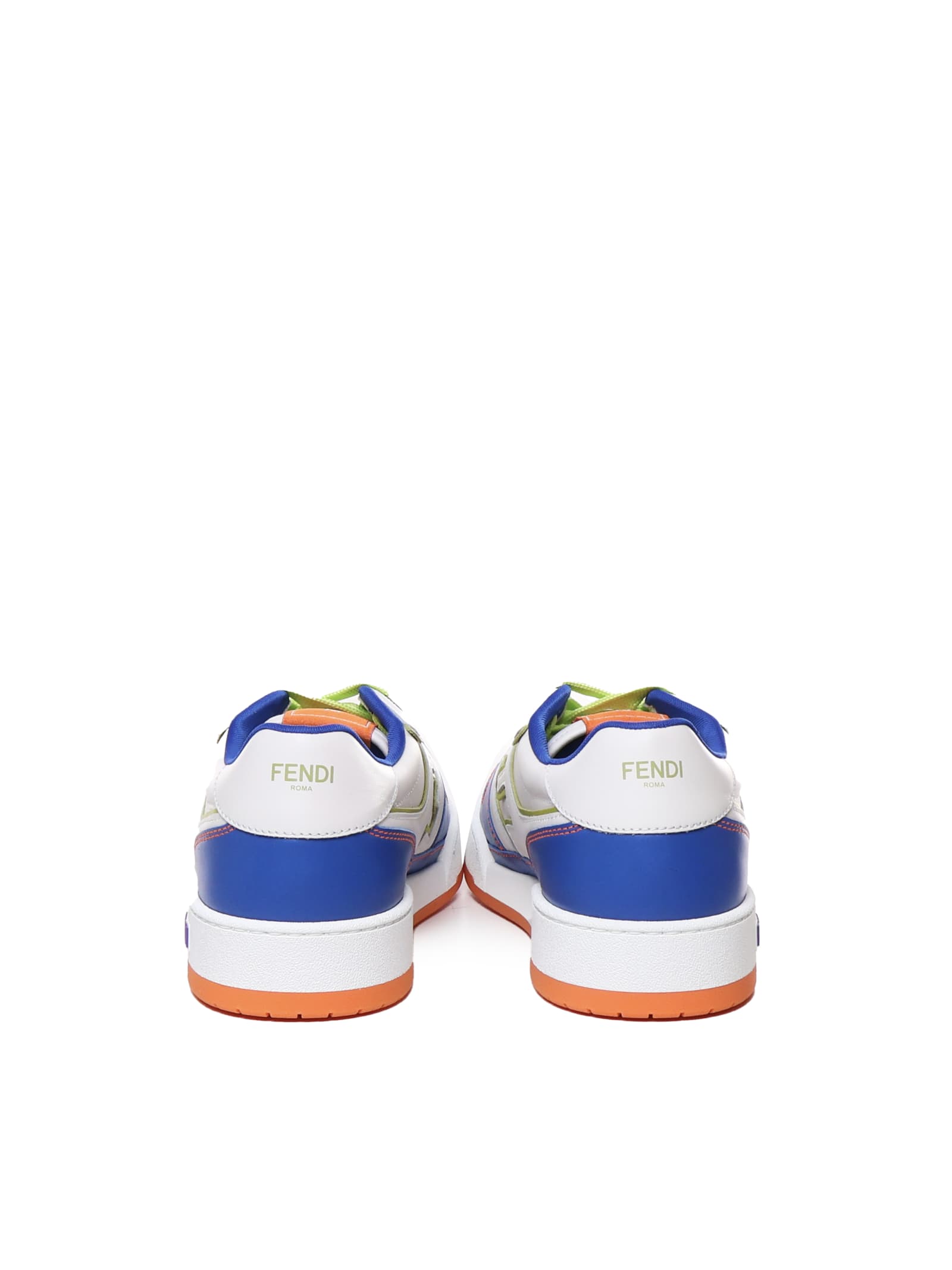 Shop Fendi Low Top In Multicolor Leather In Bluet+bian+wasab+ver