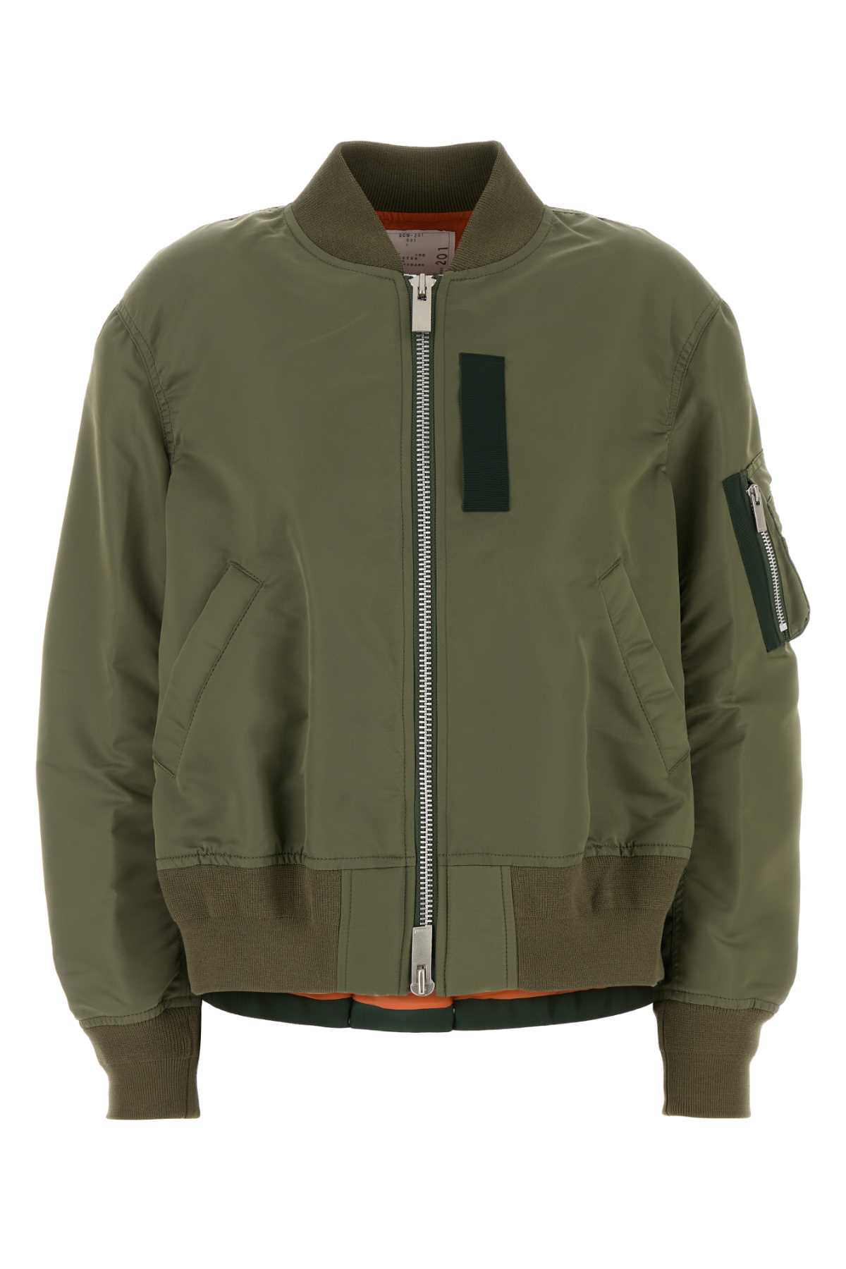 Sacai Giubbino Imbottito In Nylon Verde Oliva Donna In Green