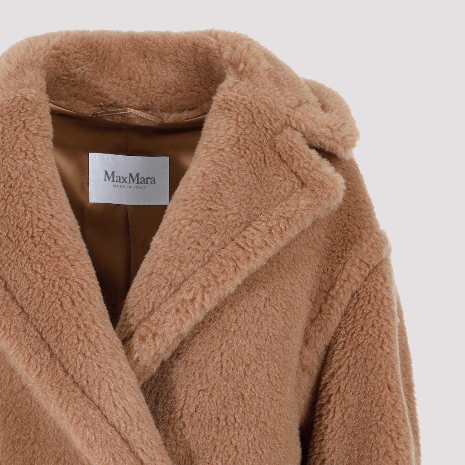 Max Mara Camel Hair And Silk Long Teddy Coat In Brown