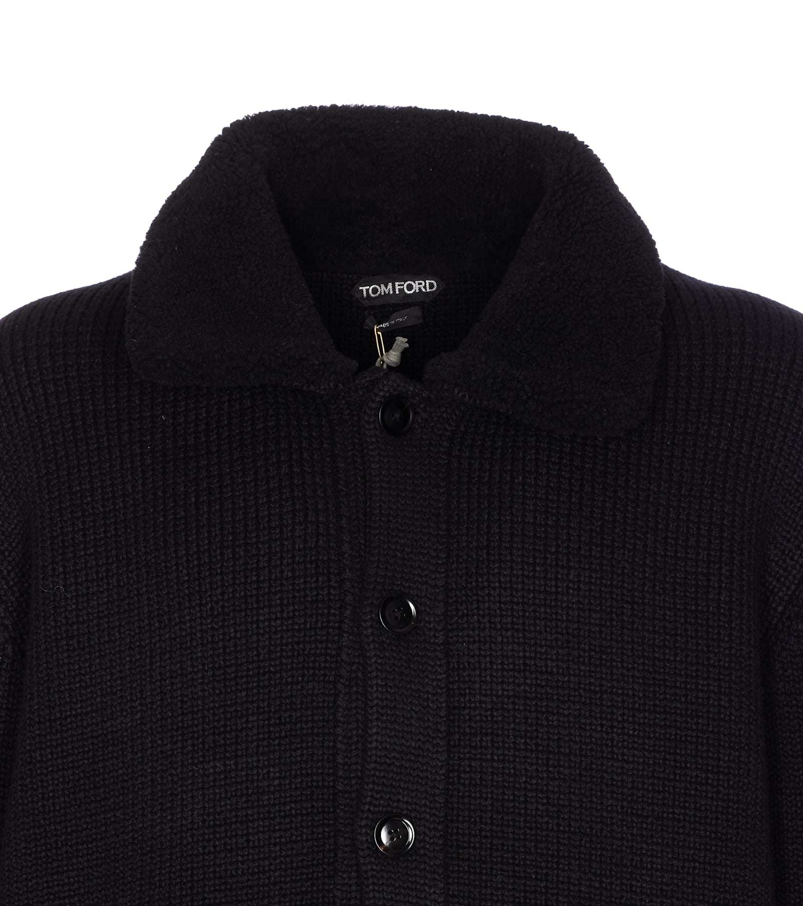 Tom Ford Knitted Cardigan With Back Detail And Pockets In Black