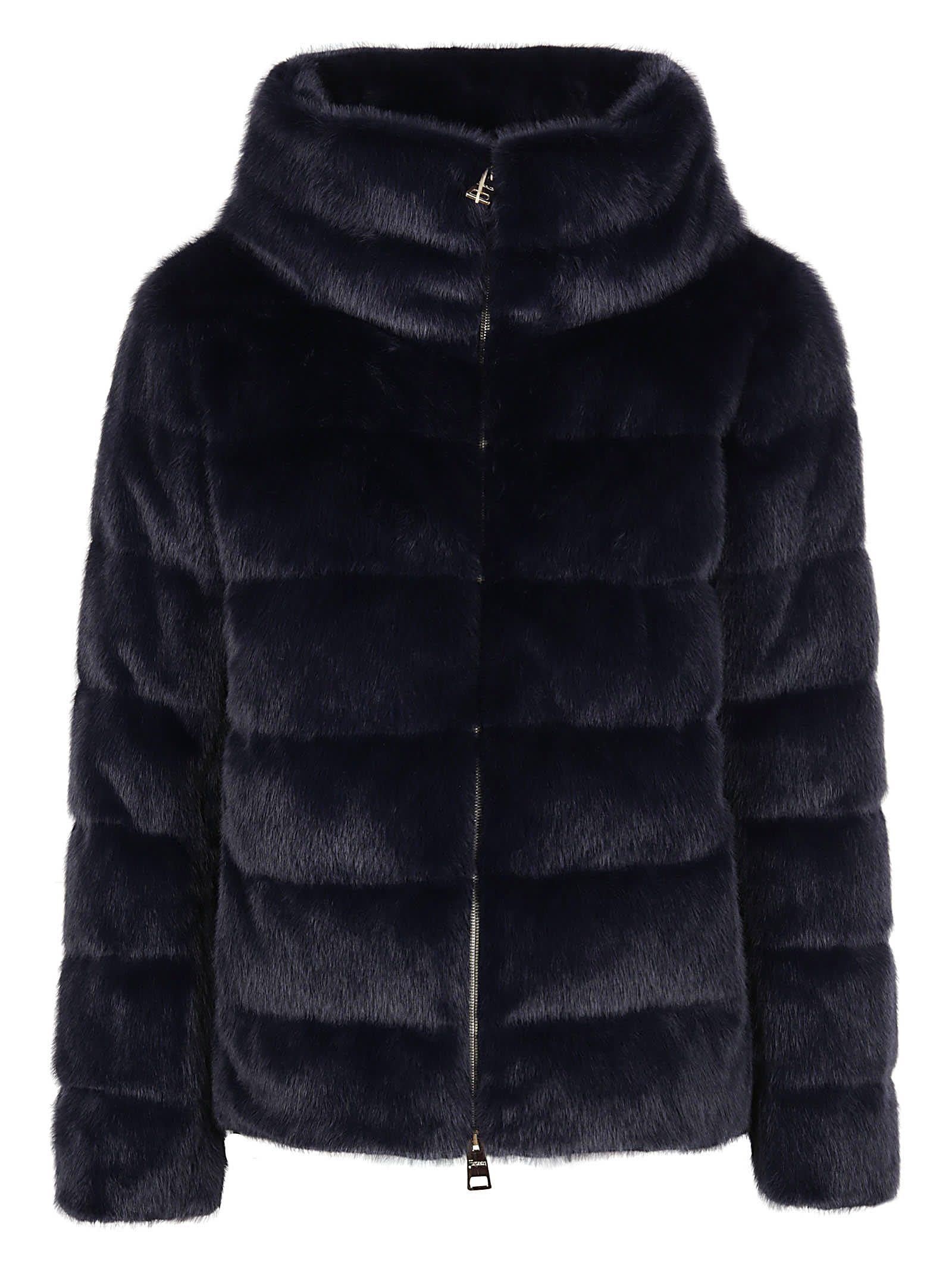 HERNO FAUX FUR CAPE DOWN JACKET 