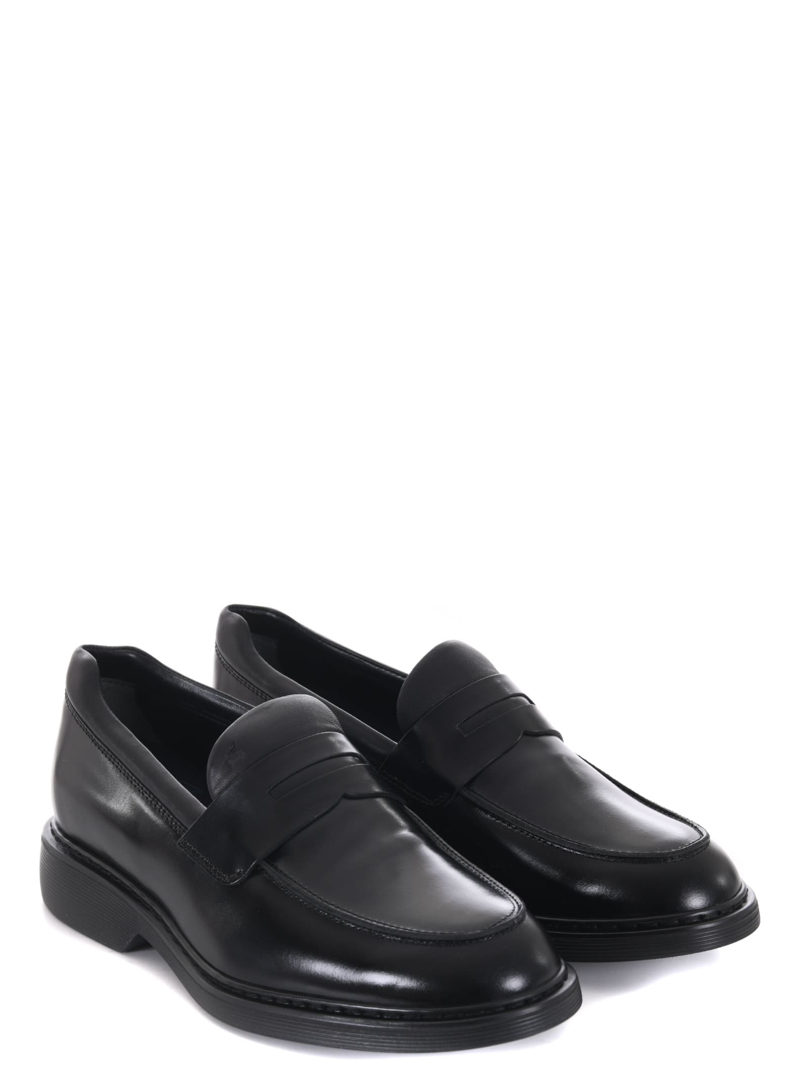 Shop Hogan Loafers In Nero