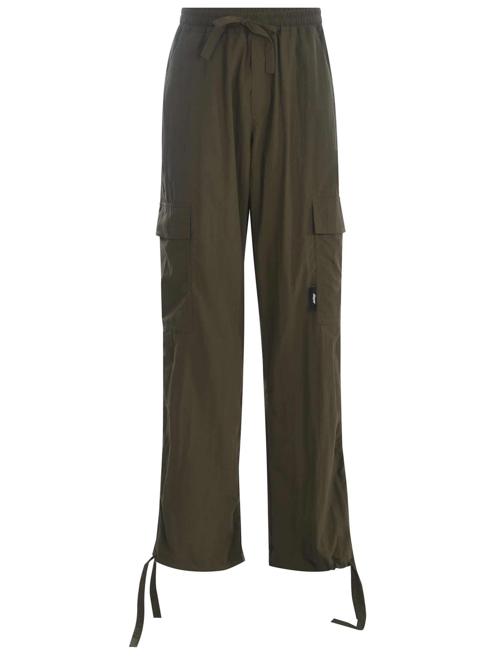 Shop Msgm Trousers  Made Of Nylon In Verde Militare