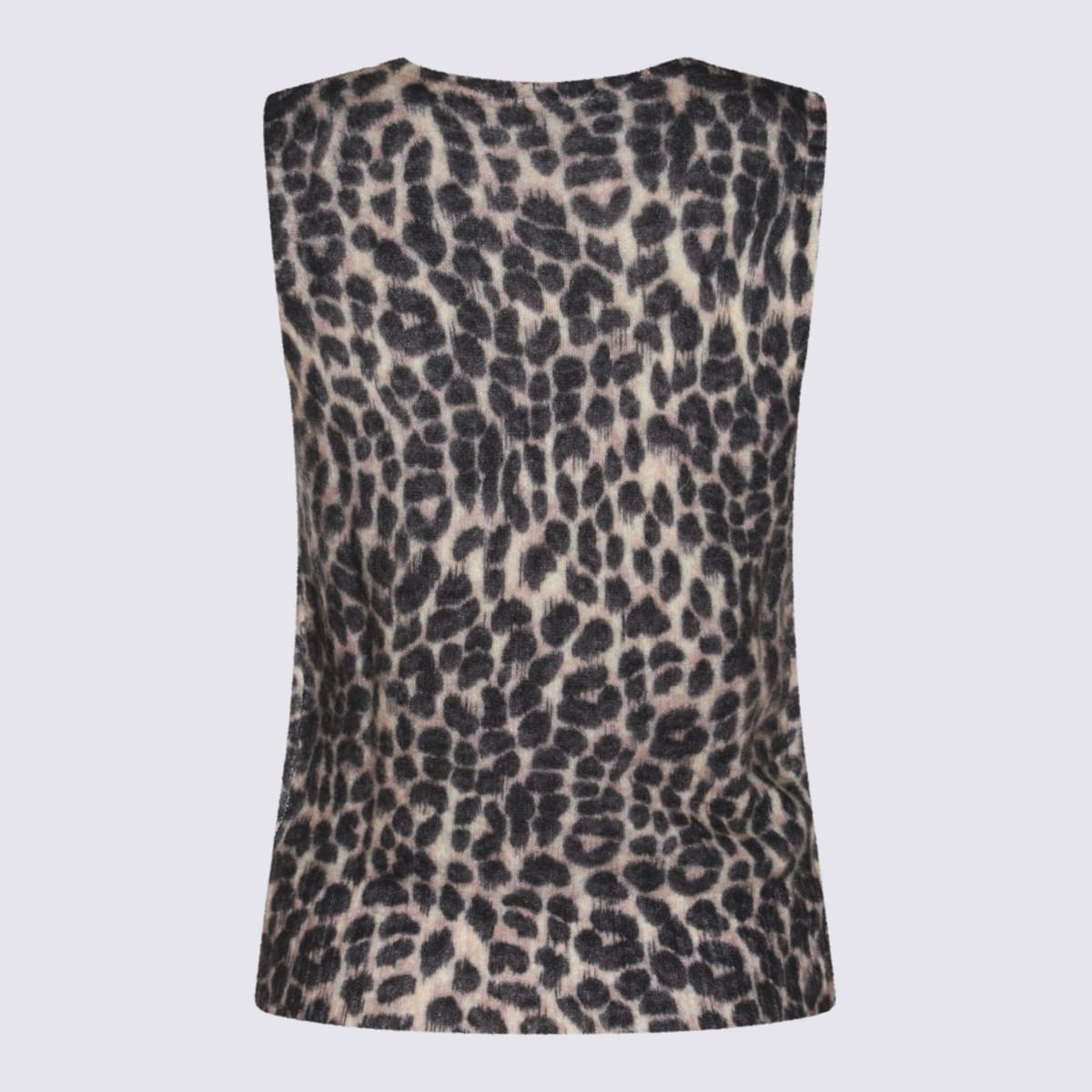 Blumarine Leopard-print Tank Top In Goldy Sand Black