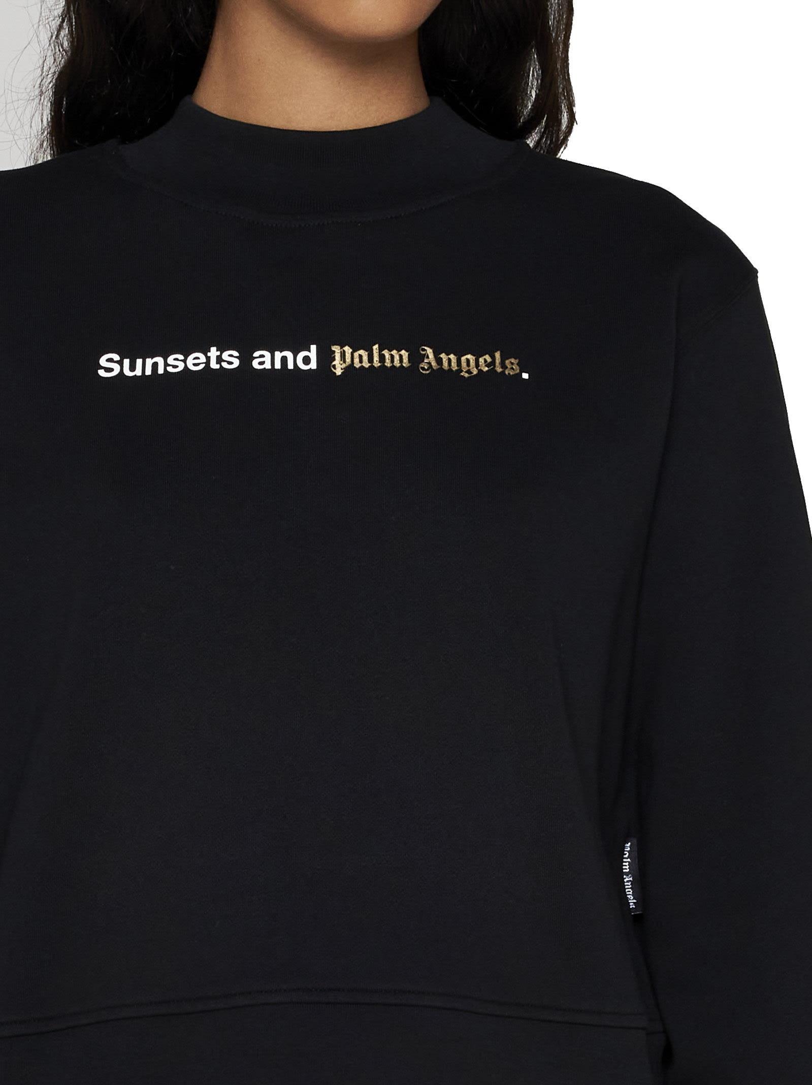 Palm Angels Sunsets-embroidered Merino-blend Jumper In Black White