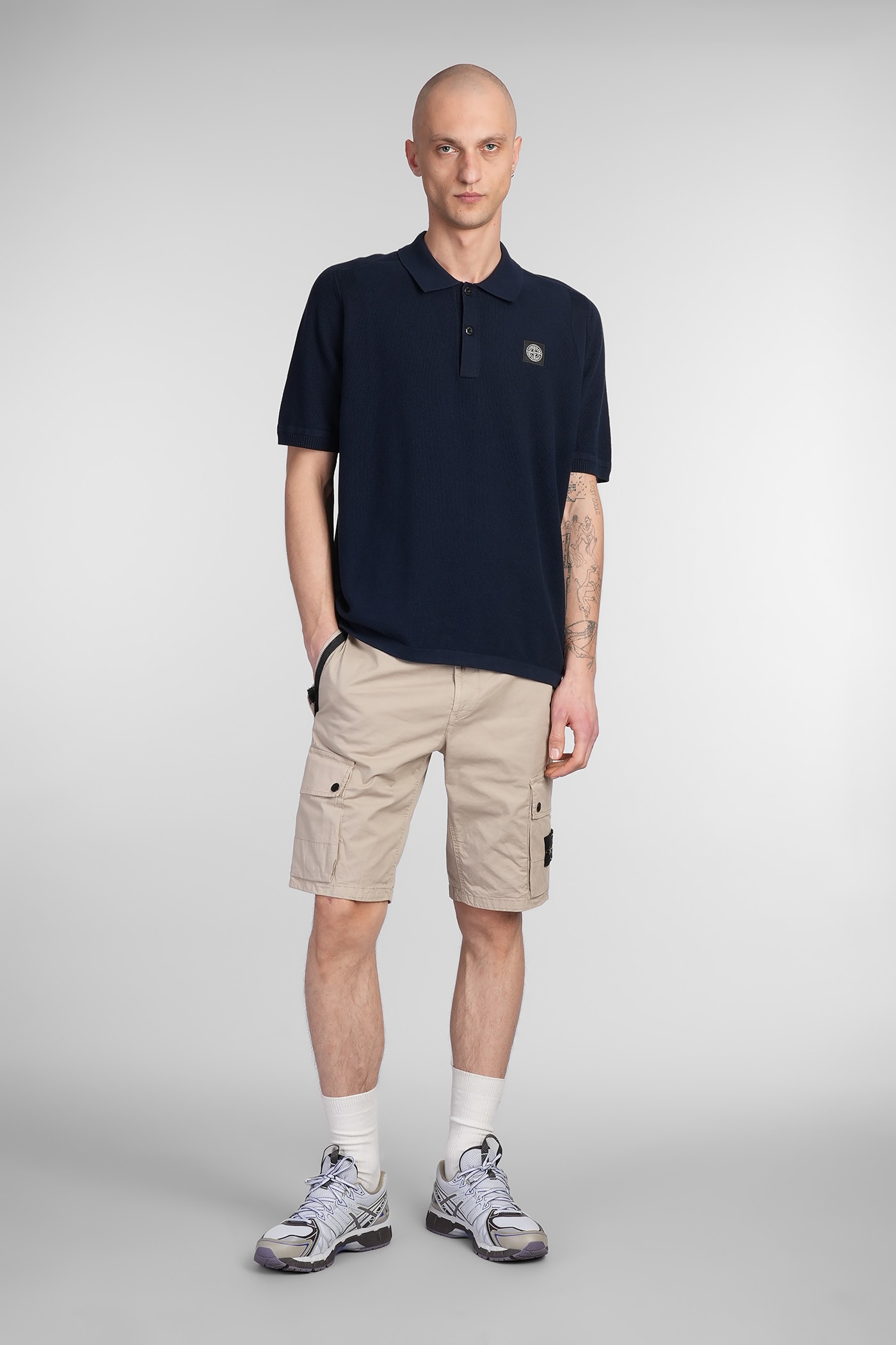 Stone Island Logo Polo Shirt In Blue