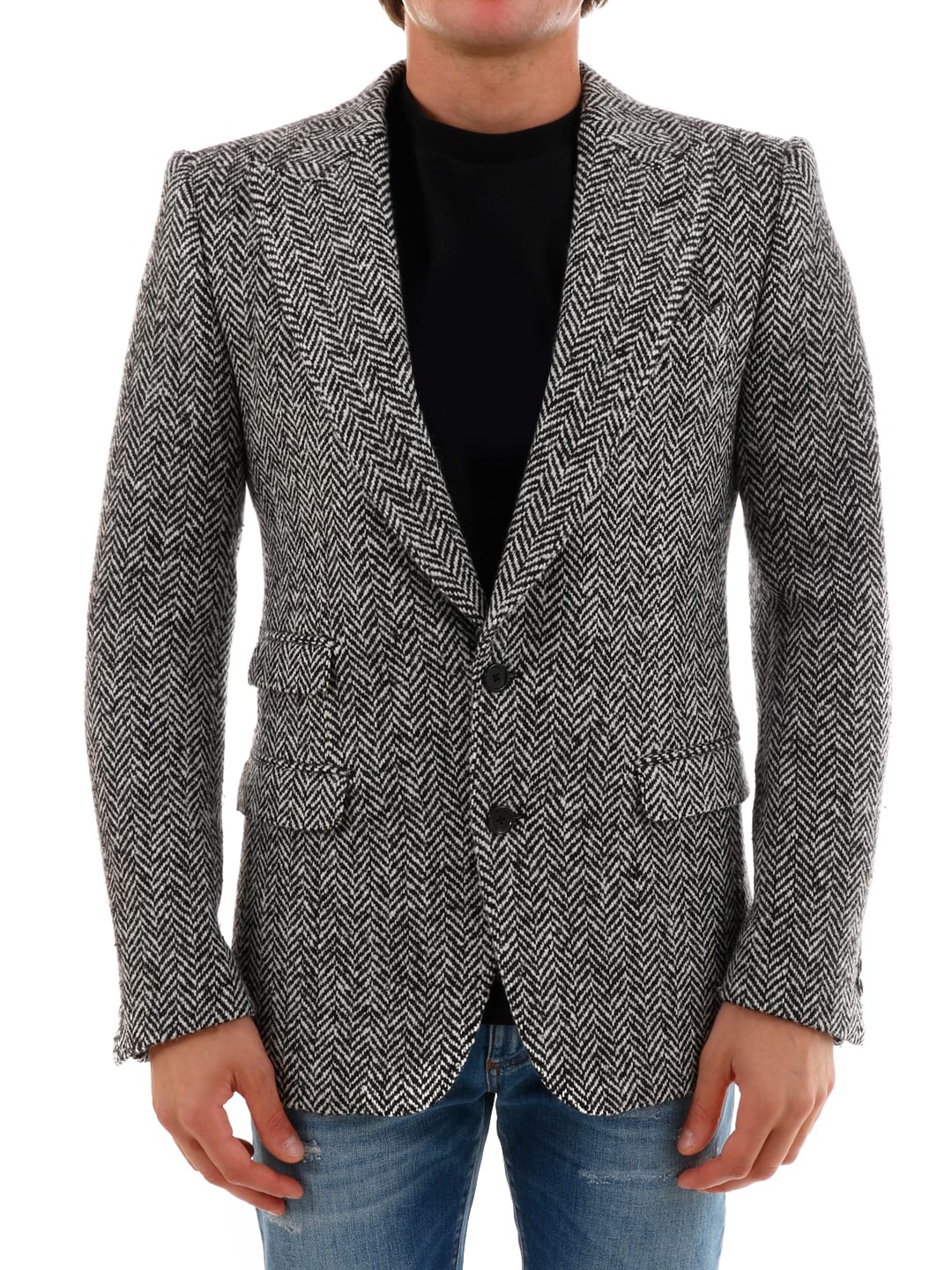 Dolce & Gabbana Wool Blend Jacket In Grey