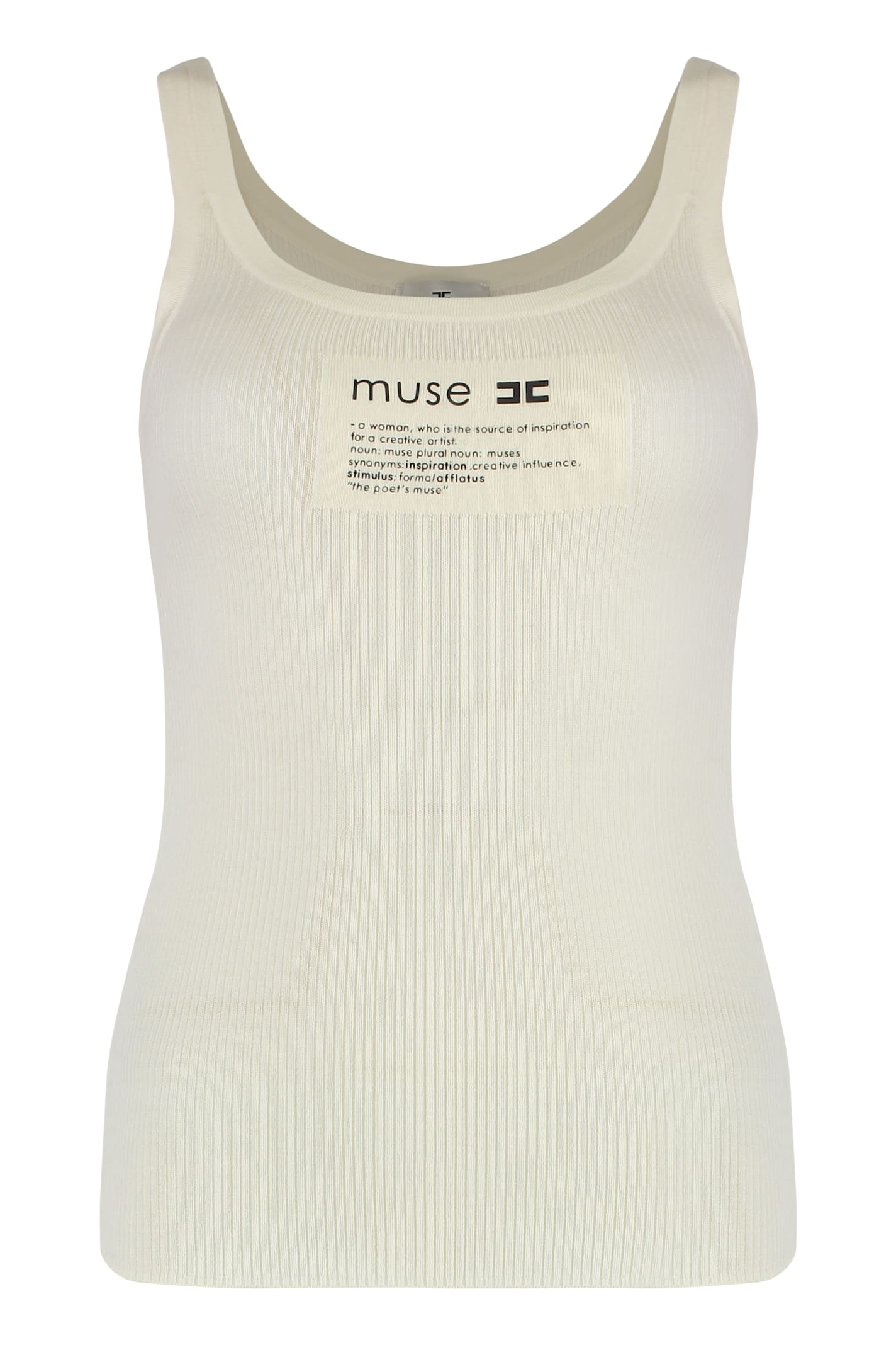 Elisabetta Franchi Sleeveless Top In Cotton In White