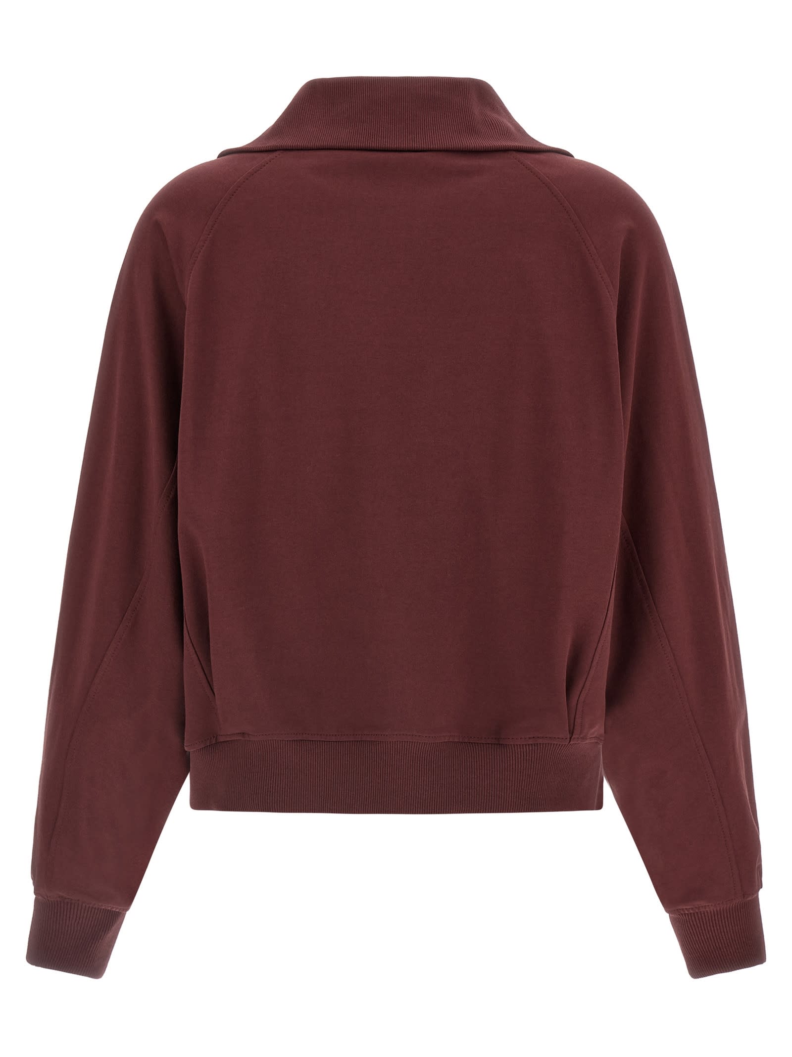 Brunello Cucinelli Collared Neck Sweatshirt With Shiny Flap Detail In Burgundy