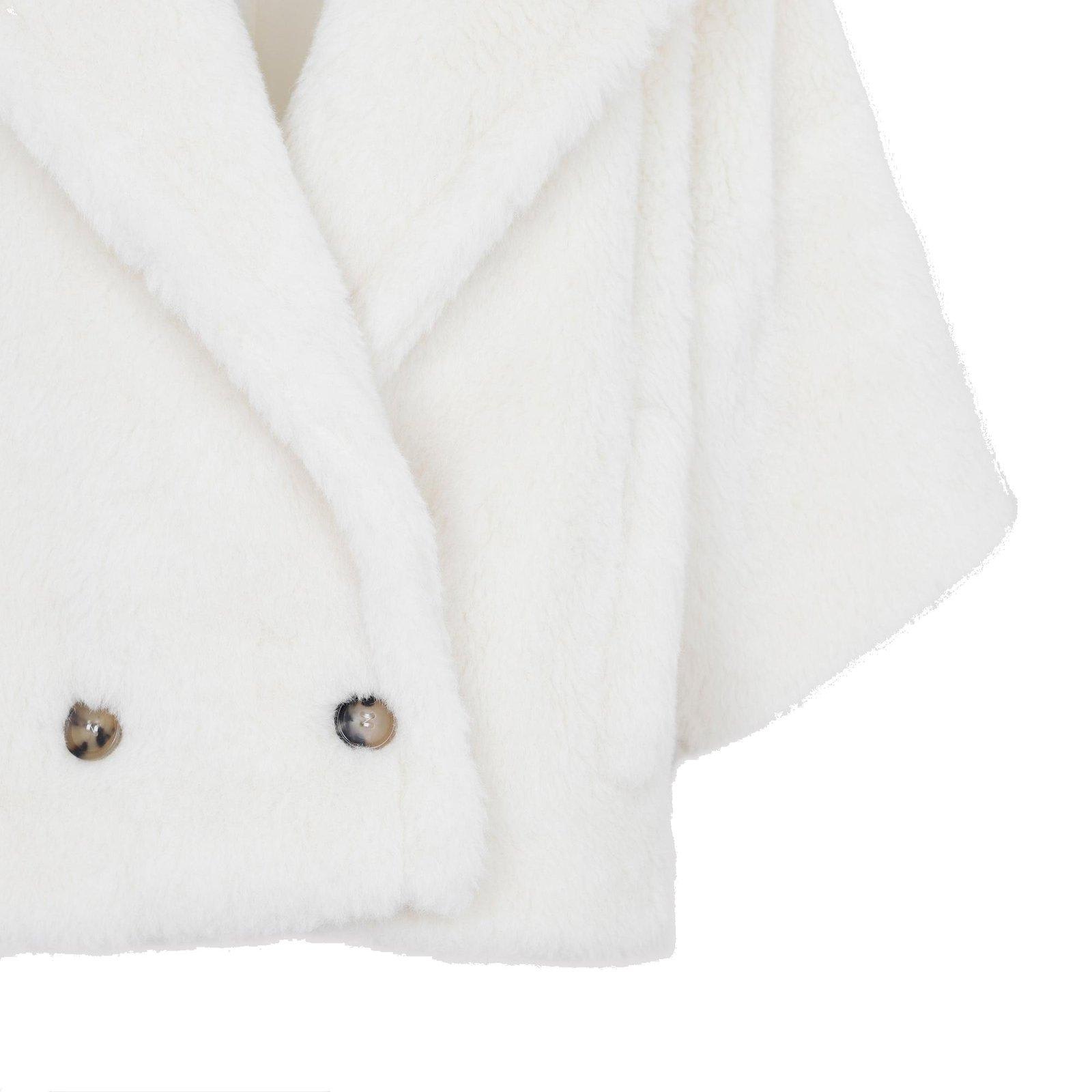 Max Mara Womens Sand Aleggio Relaxed-fit Wool-blend Cape In White