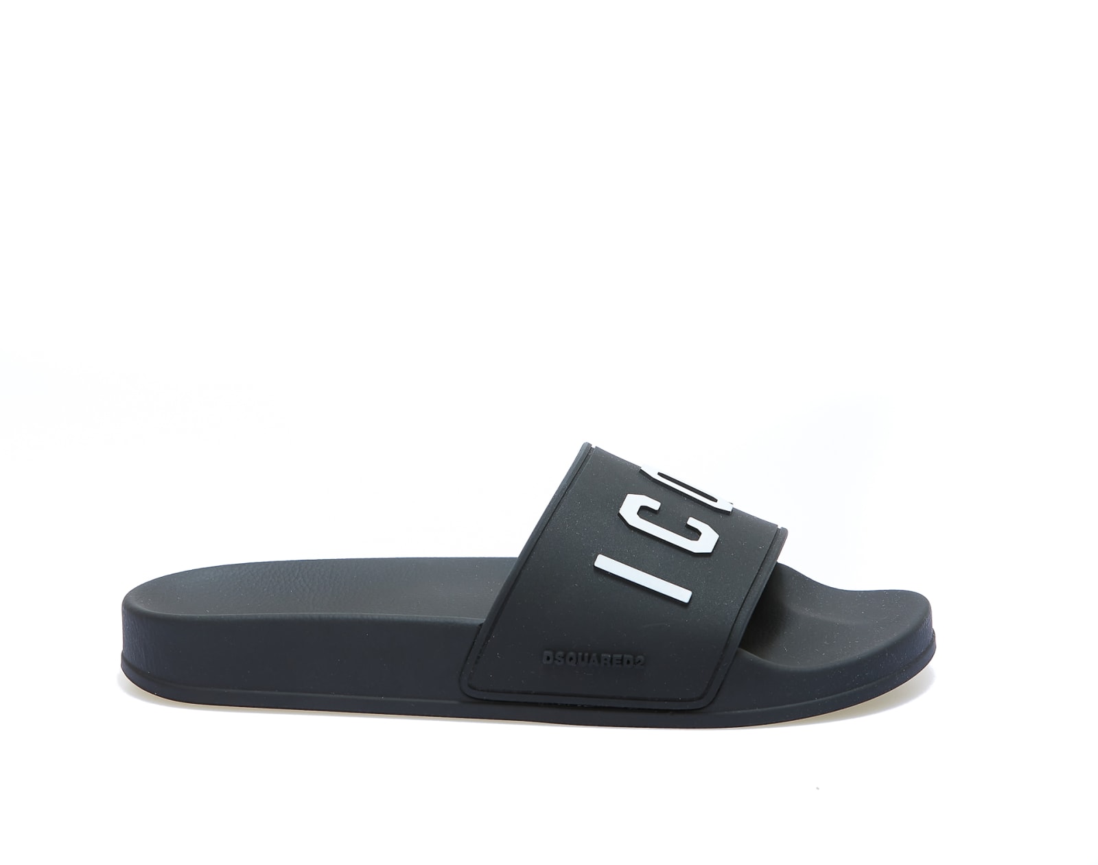Shop Dsquared2 Icon Logo Flat Sandals  In Black