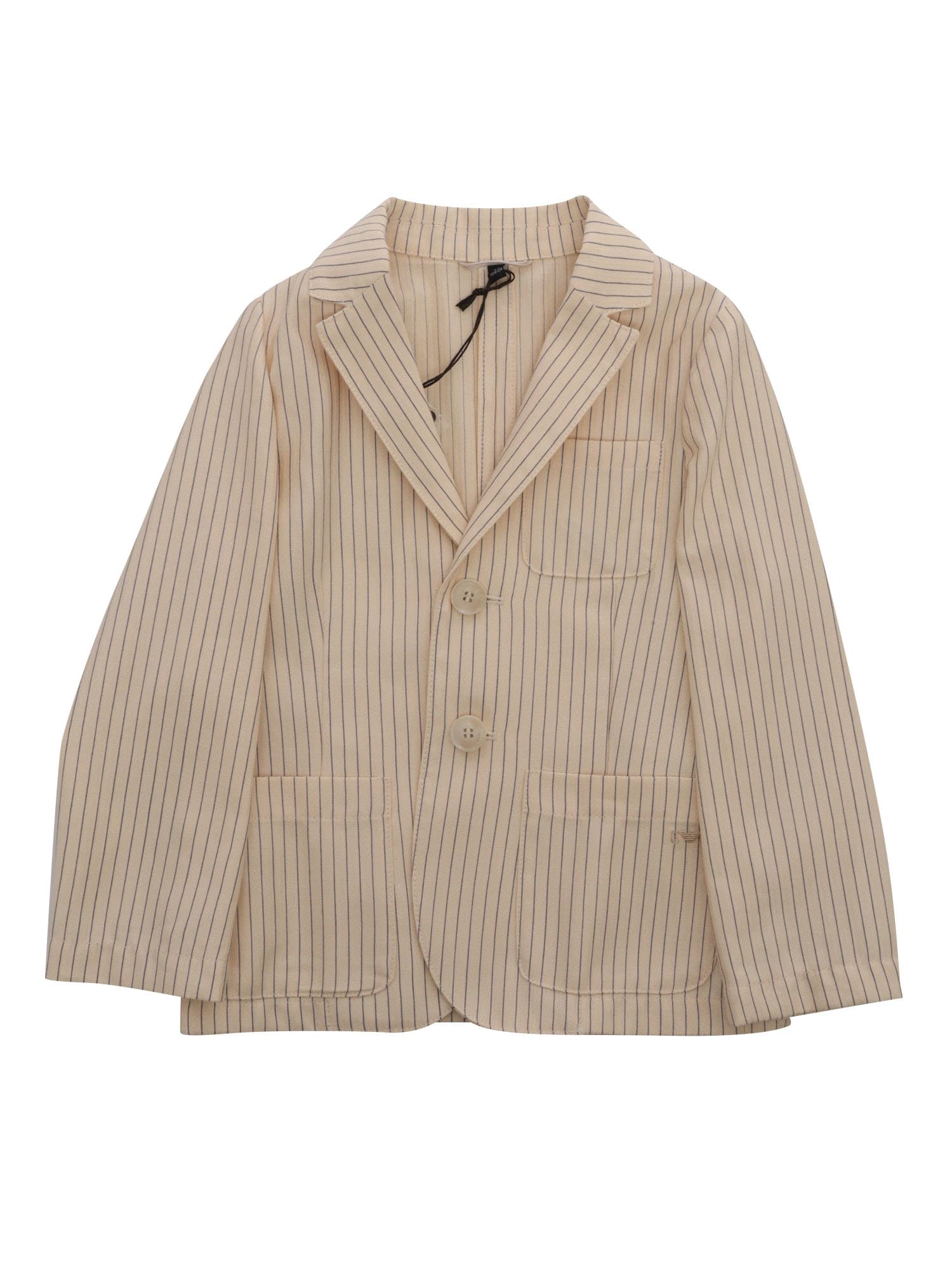 Emporio Armani Beige Jacket With Striped In Beige