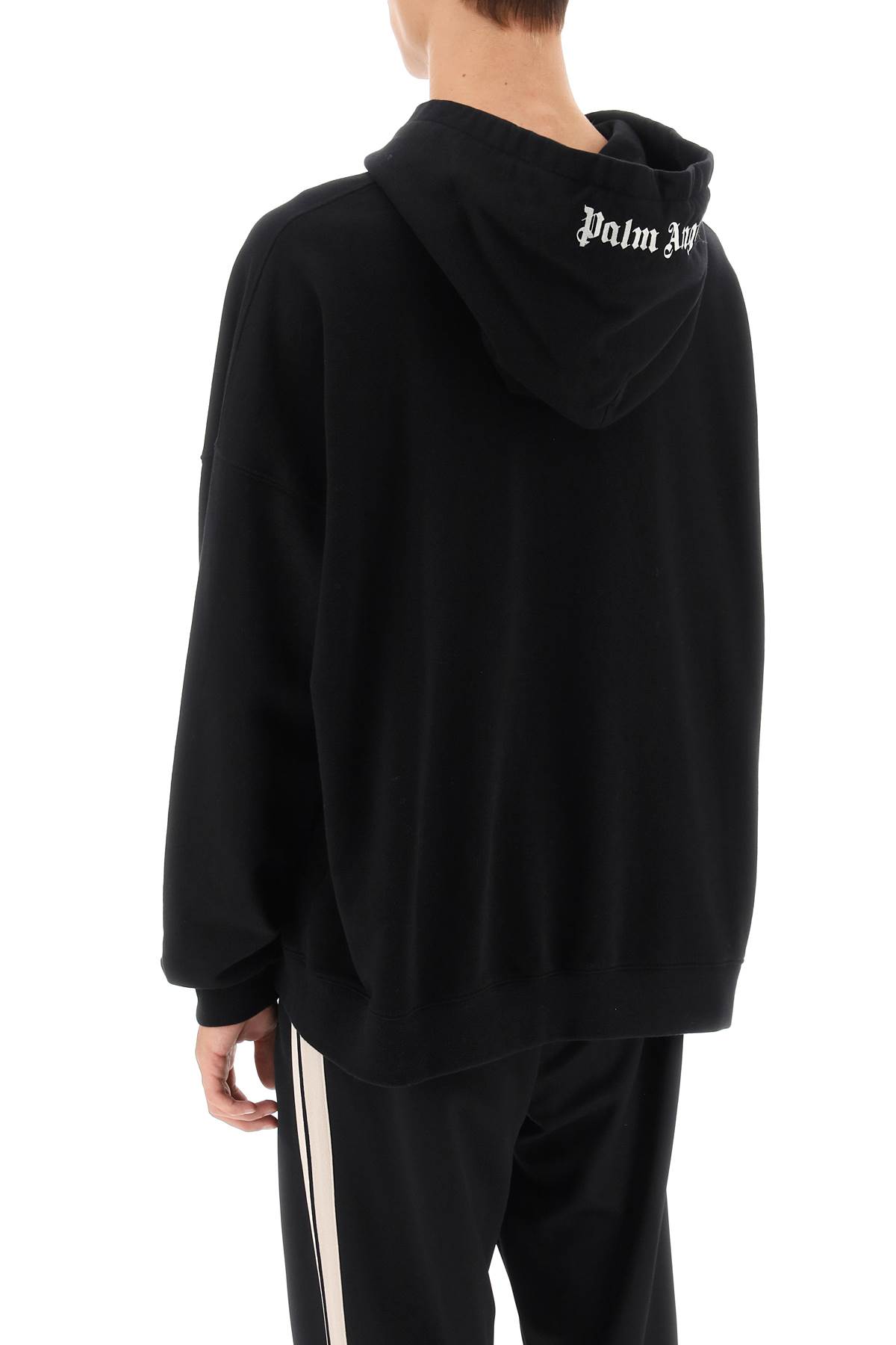 Shop Palm Angels Hoodie With Logo Embroidery In Black White