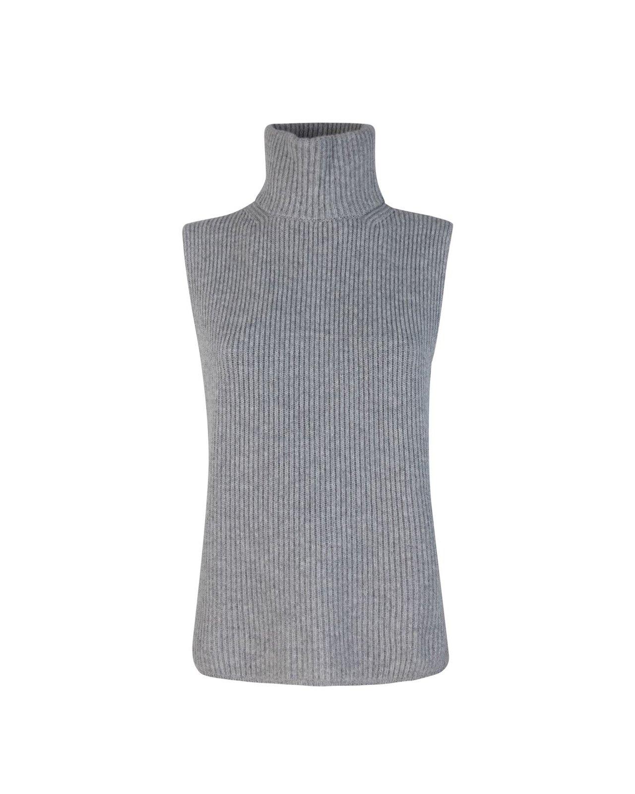 Shop Max Mara High Neck Sleeveless Vest In Grigio