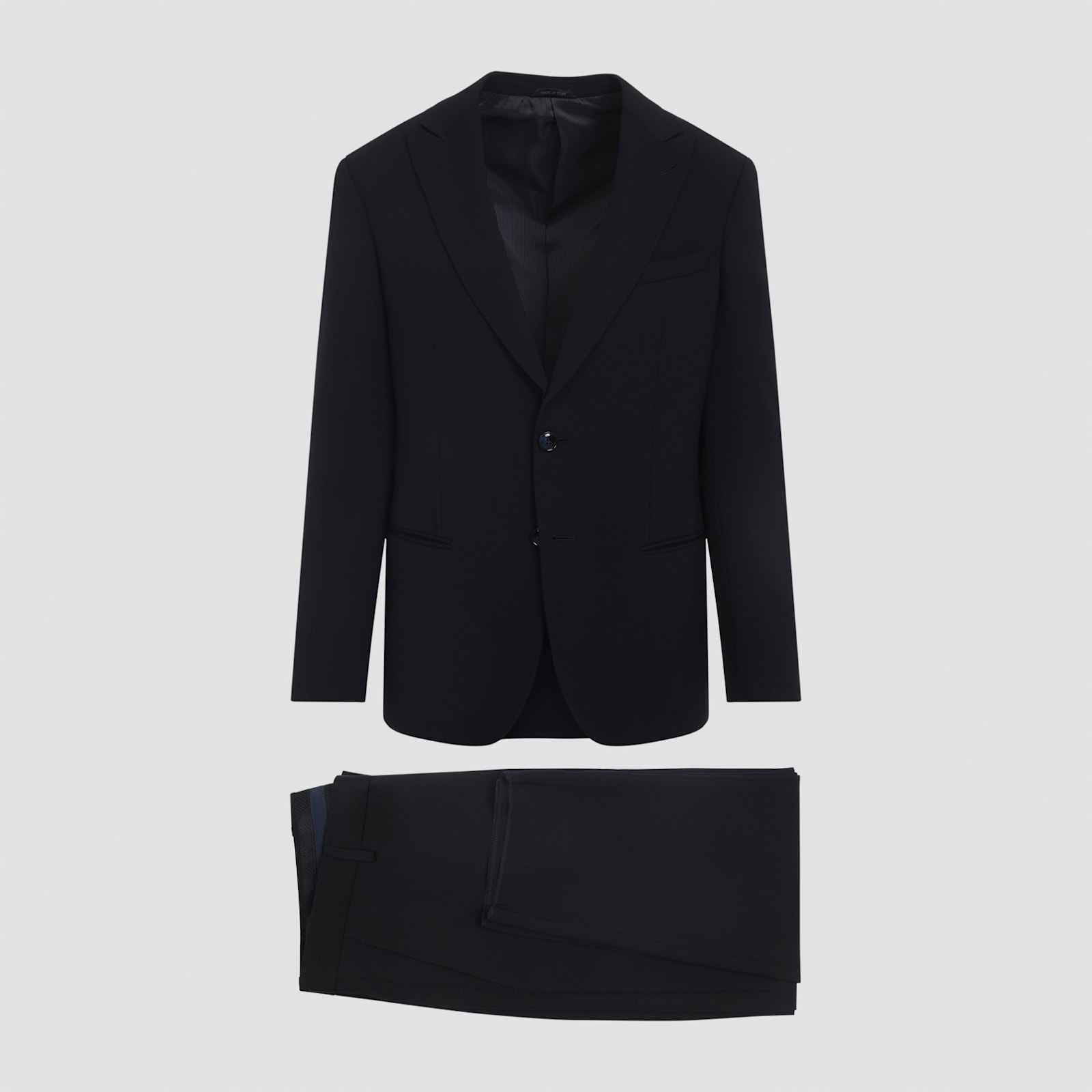 Giorgio Armani Virgin Wool Suit Notch Lapel In Blue