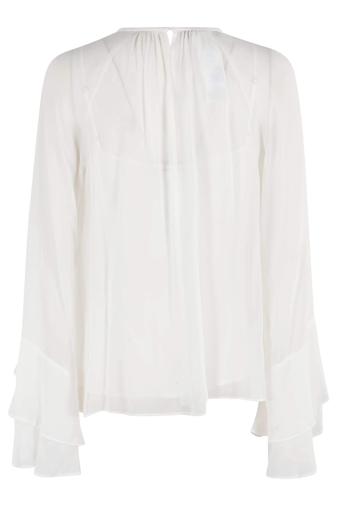 Max Mara Ruffle Detailed Crewneck Top In Bianco