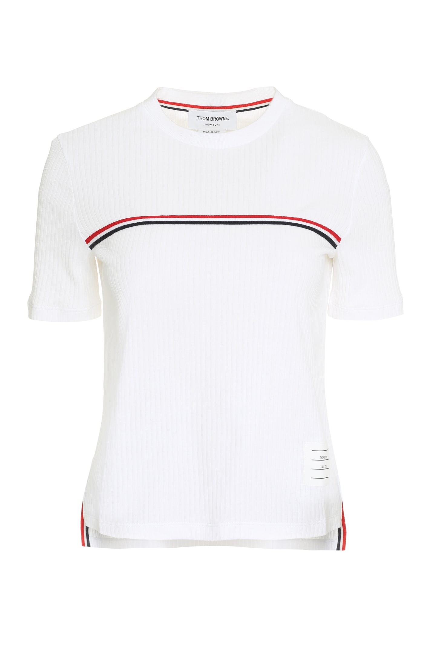 Shop Thom Browne Cotton Knit T-shirt In White