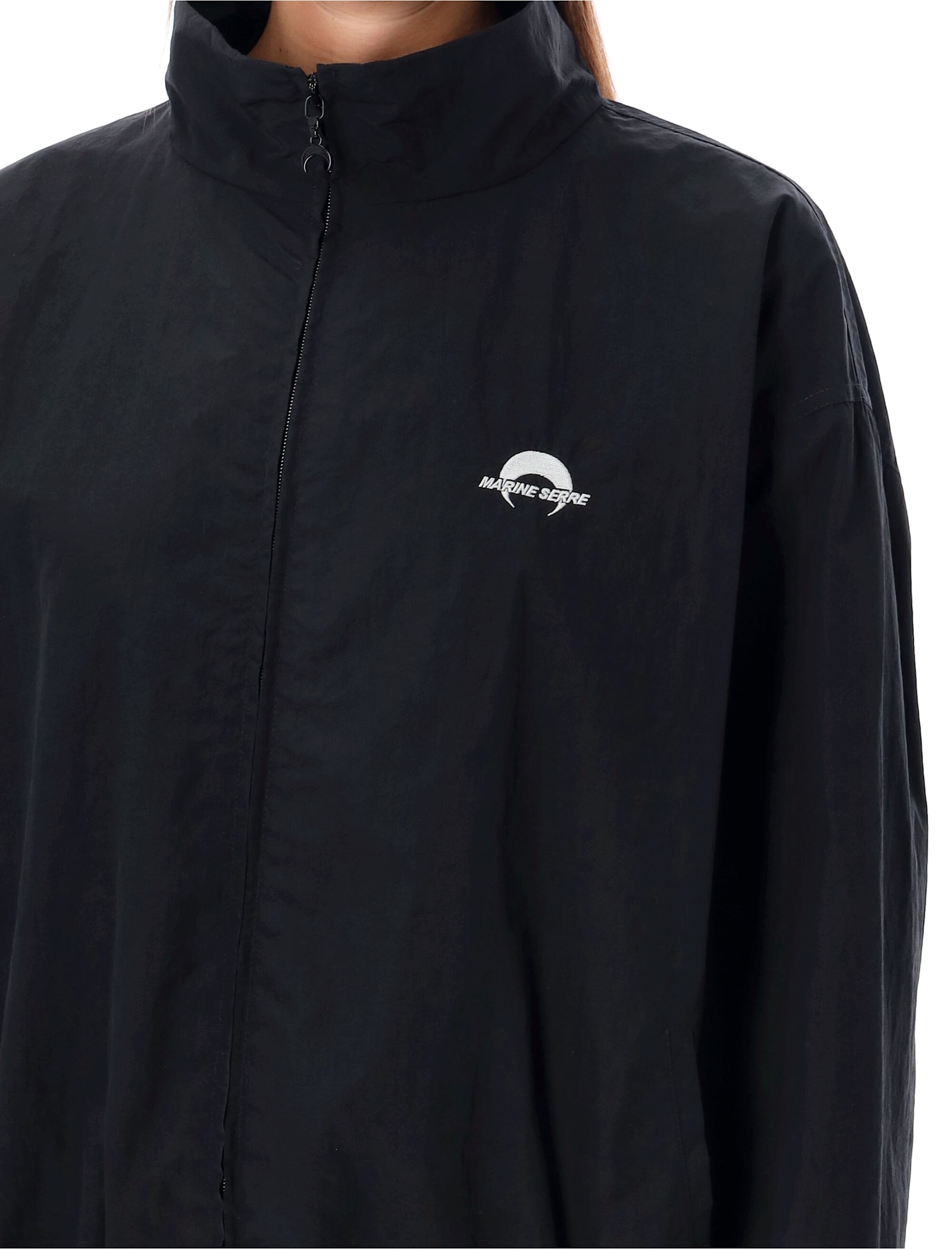 Shop Marine Serre Ms Sport Nylon Track Jacket In Black