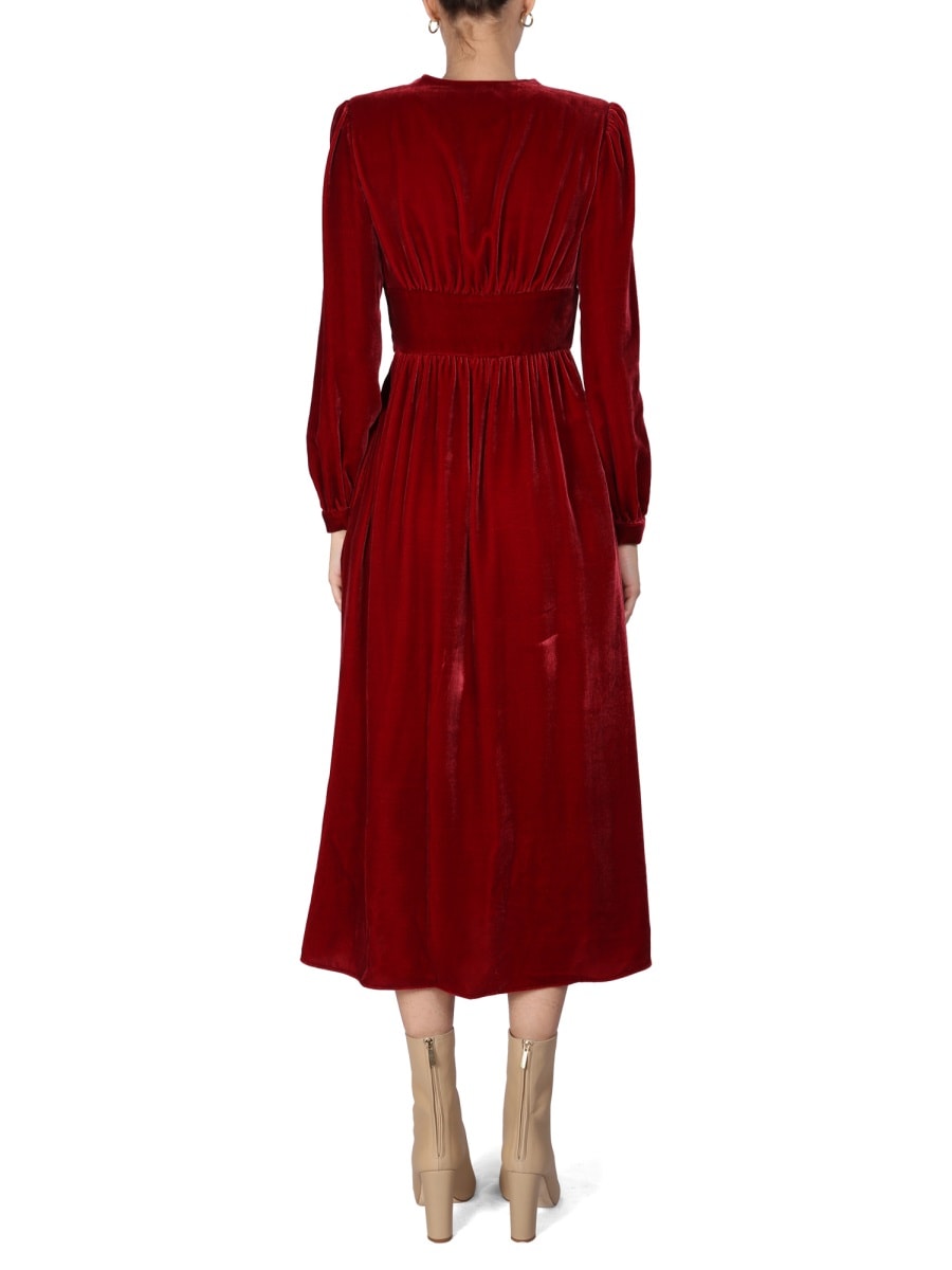 Shop Boutique Moschino Panné Velvet Dress In Red