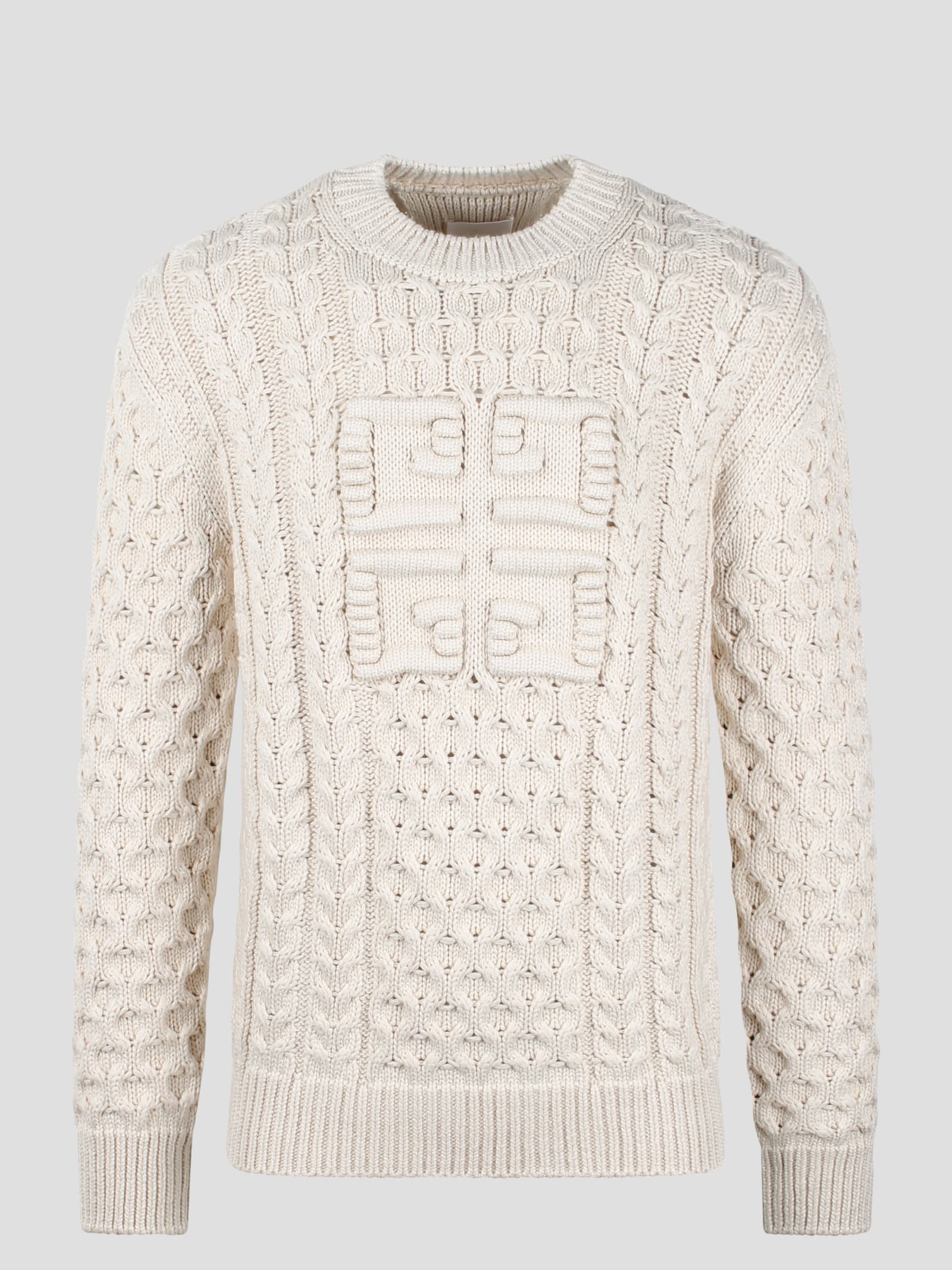 Shop Givenchy 4g Cable-knit Sweater In White