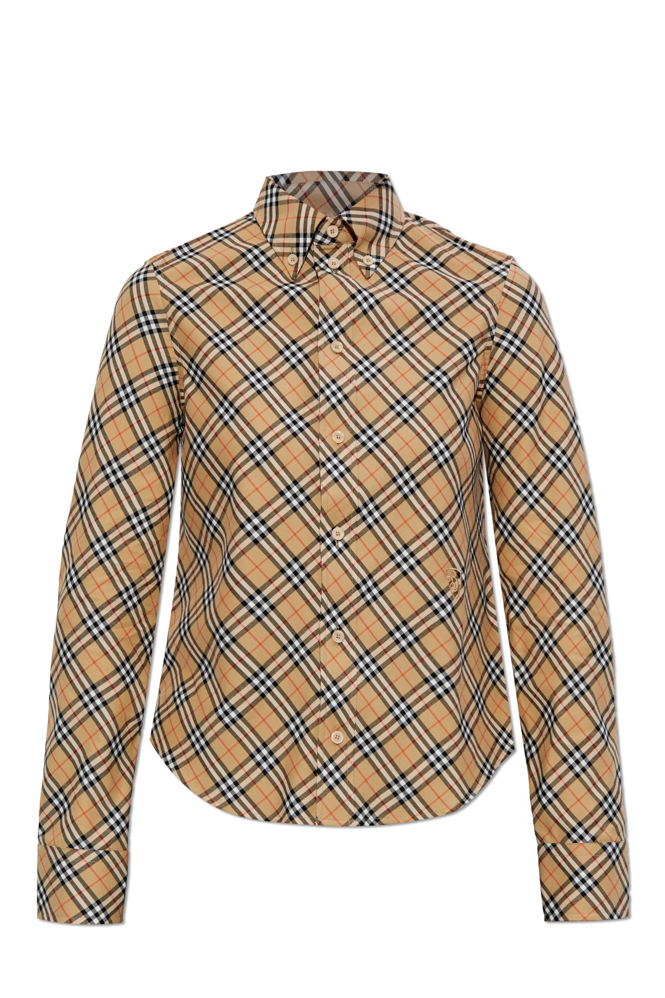 Shop Burberry Shirt With Check Pattern In Sand Ip Check