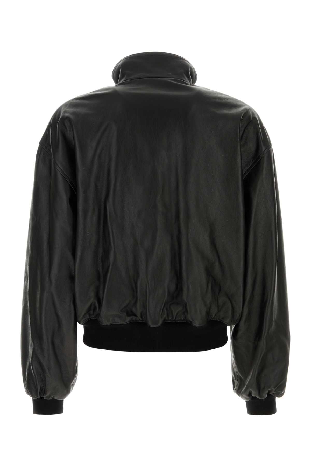Balenciaga Wool Bomber Jacket High Collar In Black