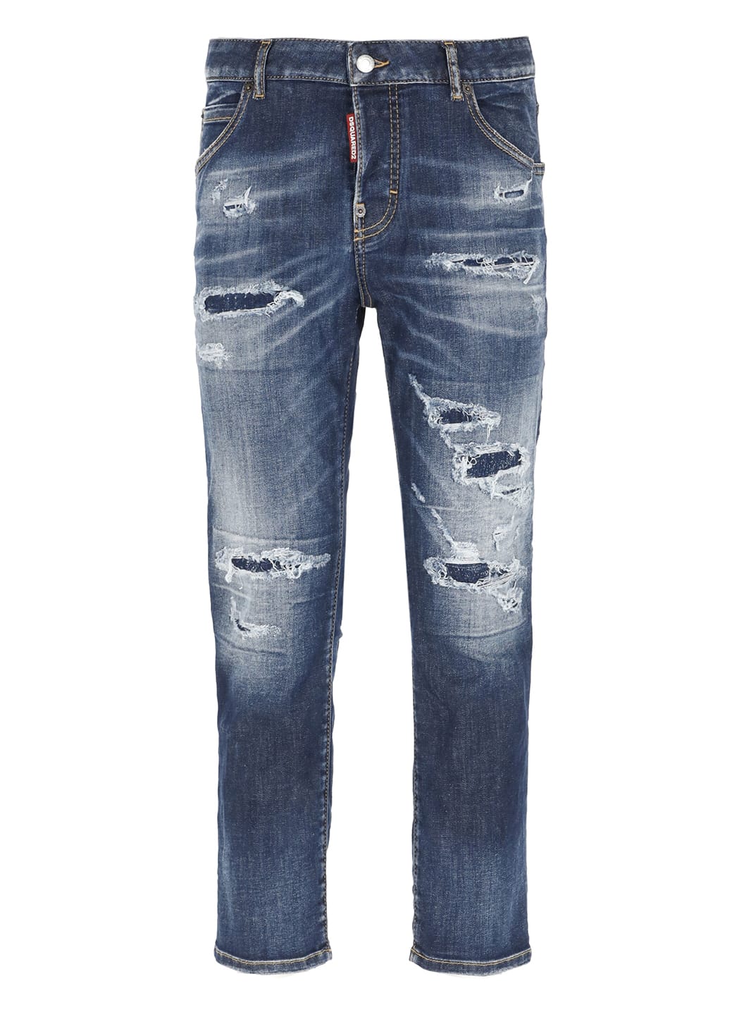 Dsquared2 Vintage Effect Cropped Fit Cool Girl Jeans 16cm In Blue