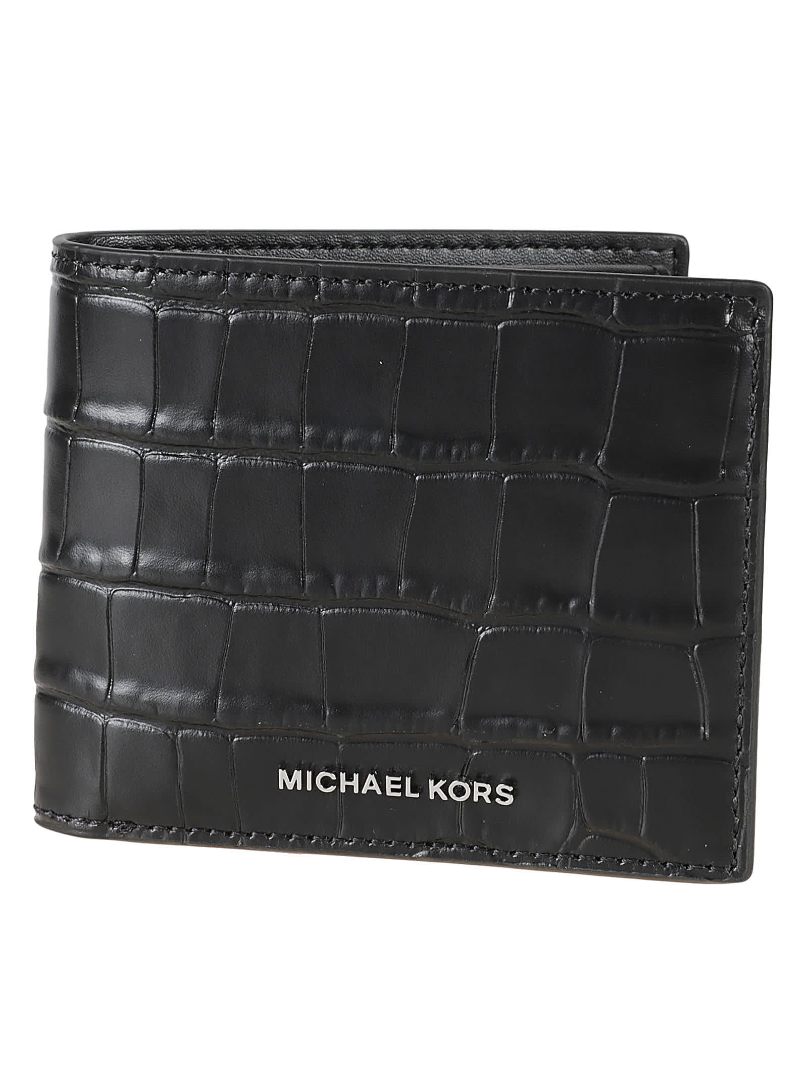 Michael Kors Logo Skinned Bifold Wallet In Black