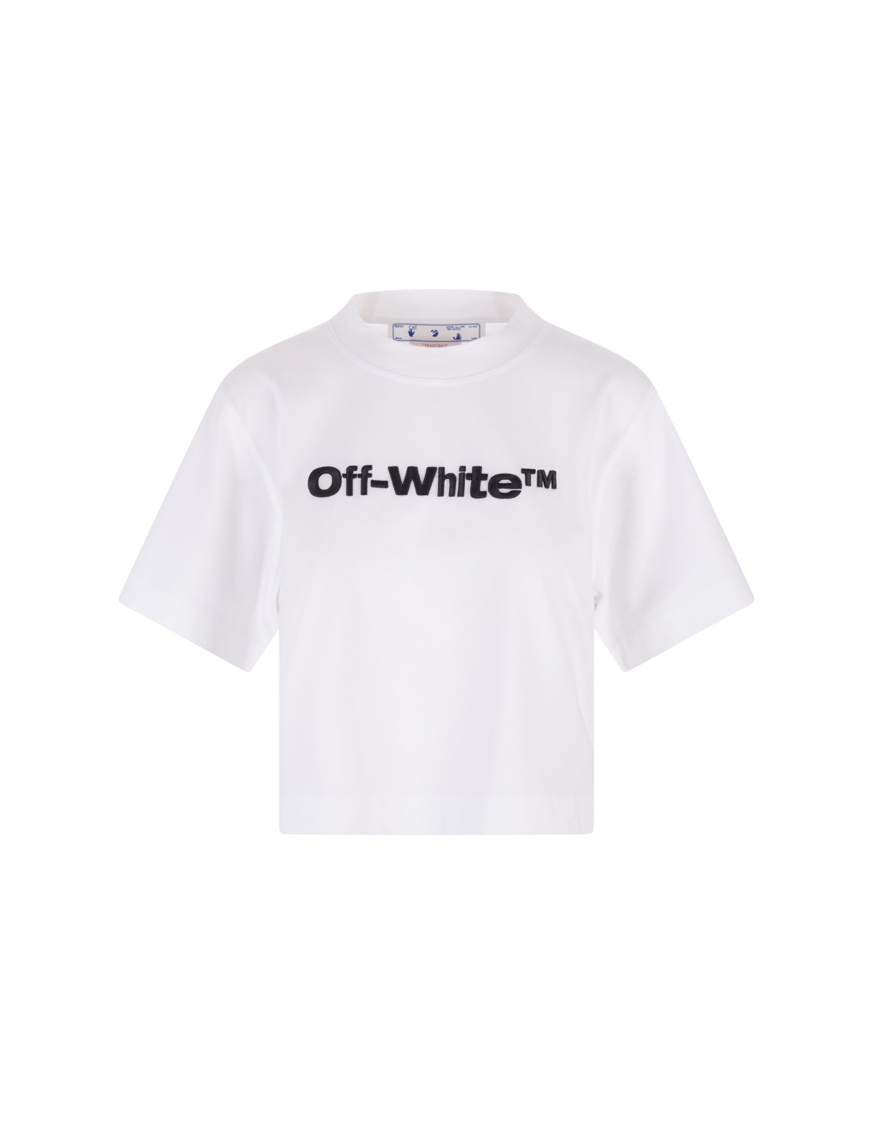 Off-White Woman White Crop T-shirt With Contrast Logo