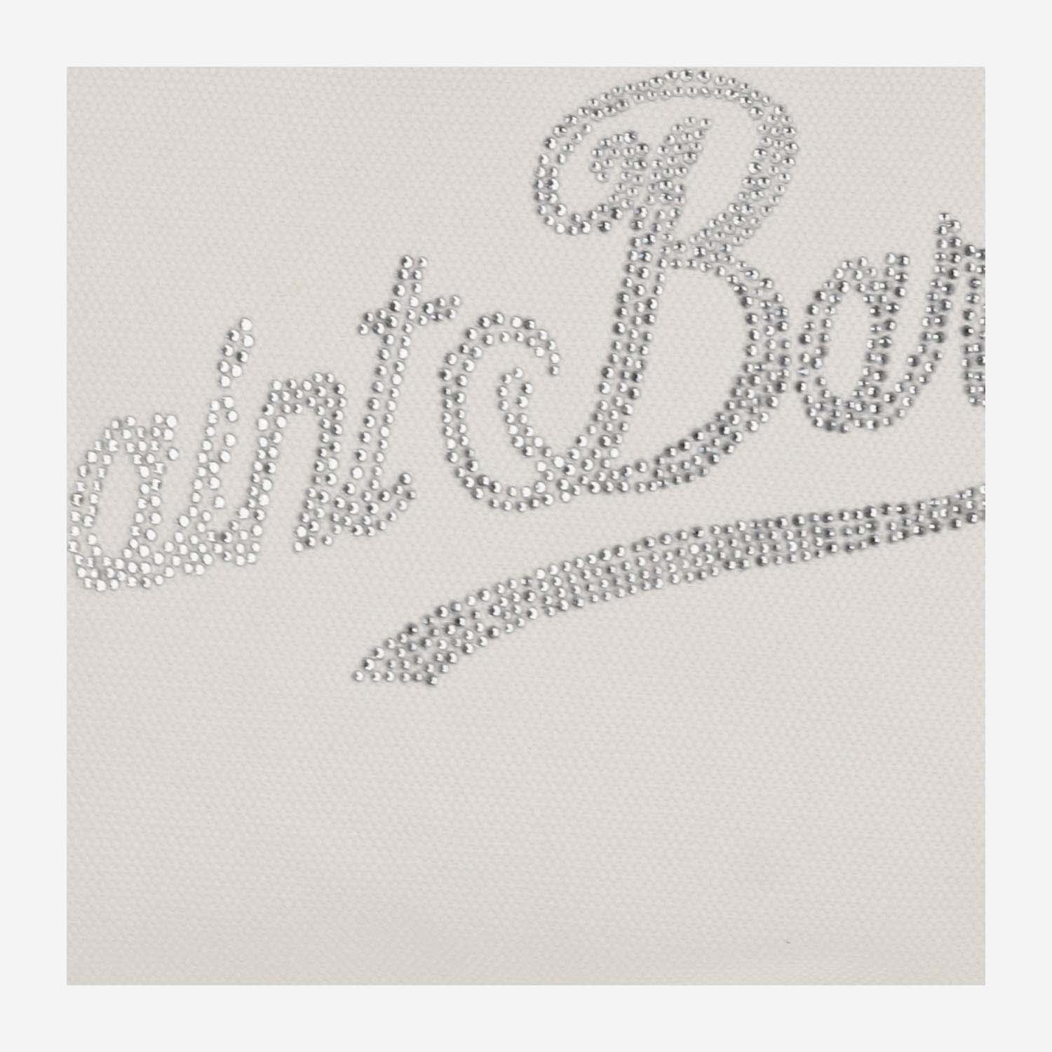Shop Mc2 Saint Barth Rhinestone Logo Vanity Bag In White