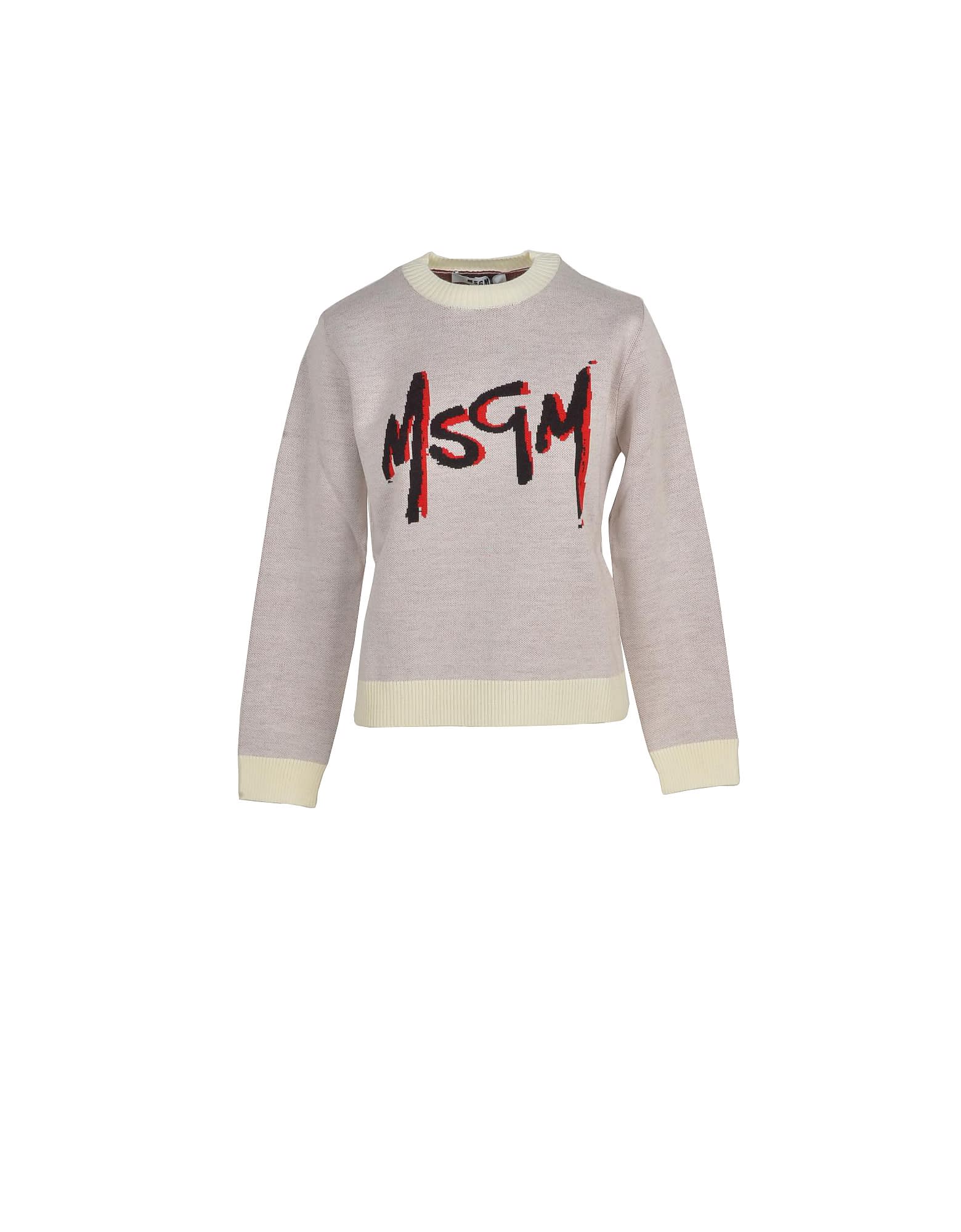 Msgm Womens White / Red Sweater