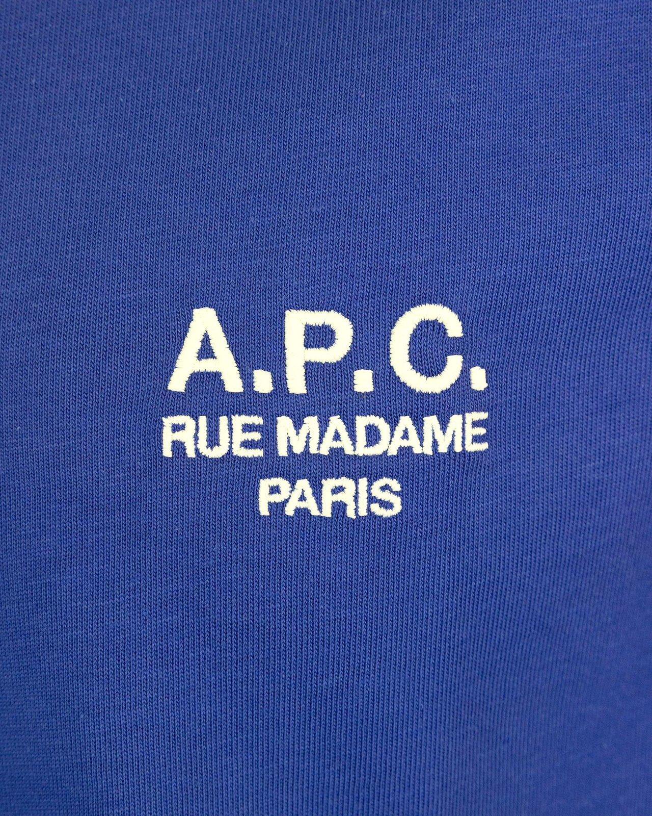 Shop Apc Logo Printed Crewneck T-shirt T-shirt In Blue