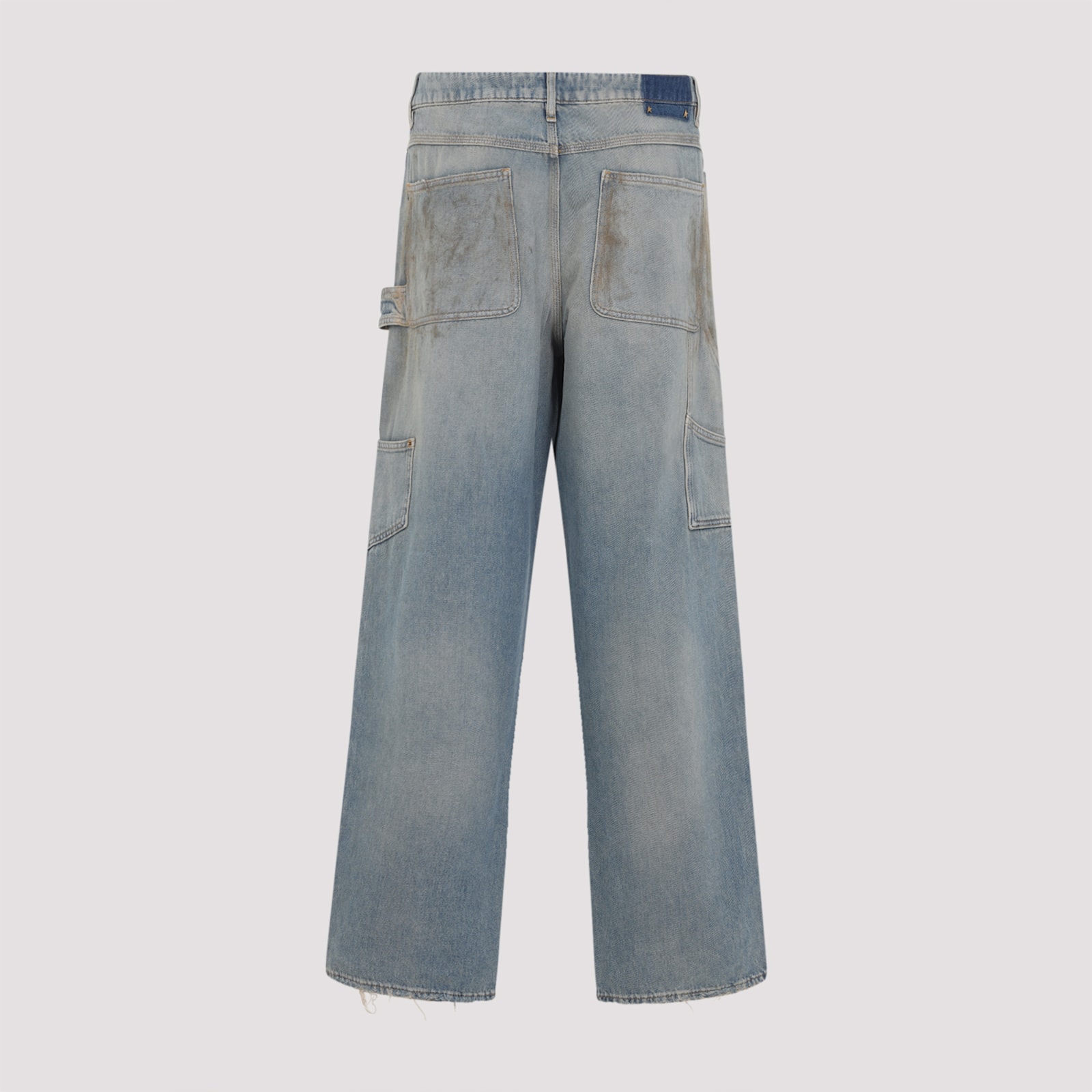 Golden Goose Light Blue Jeans With Sand Wash Distressed Effect In Black