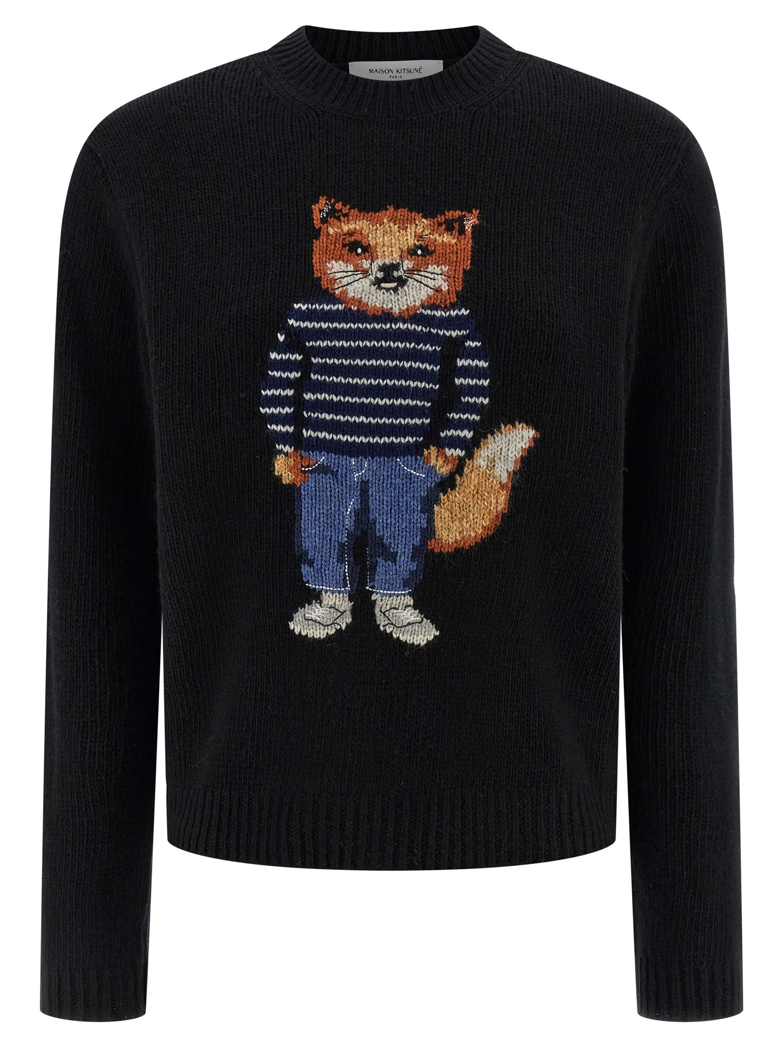 Maison Kitsuné Dressed Fox Sweater In Black