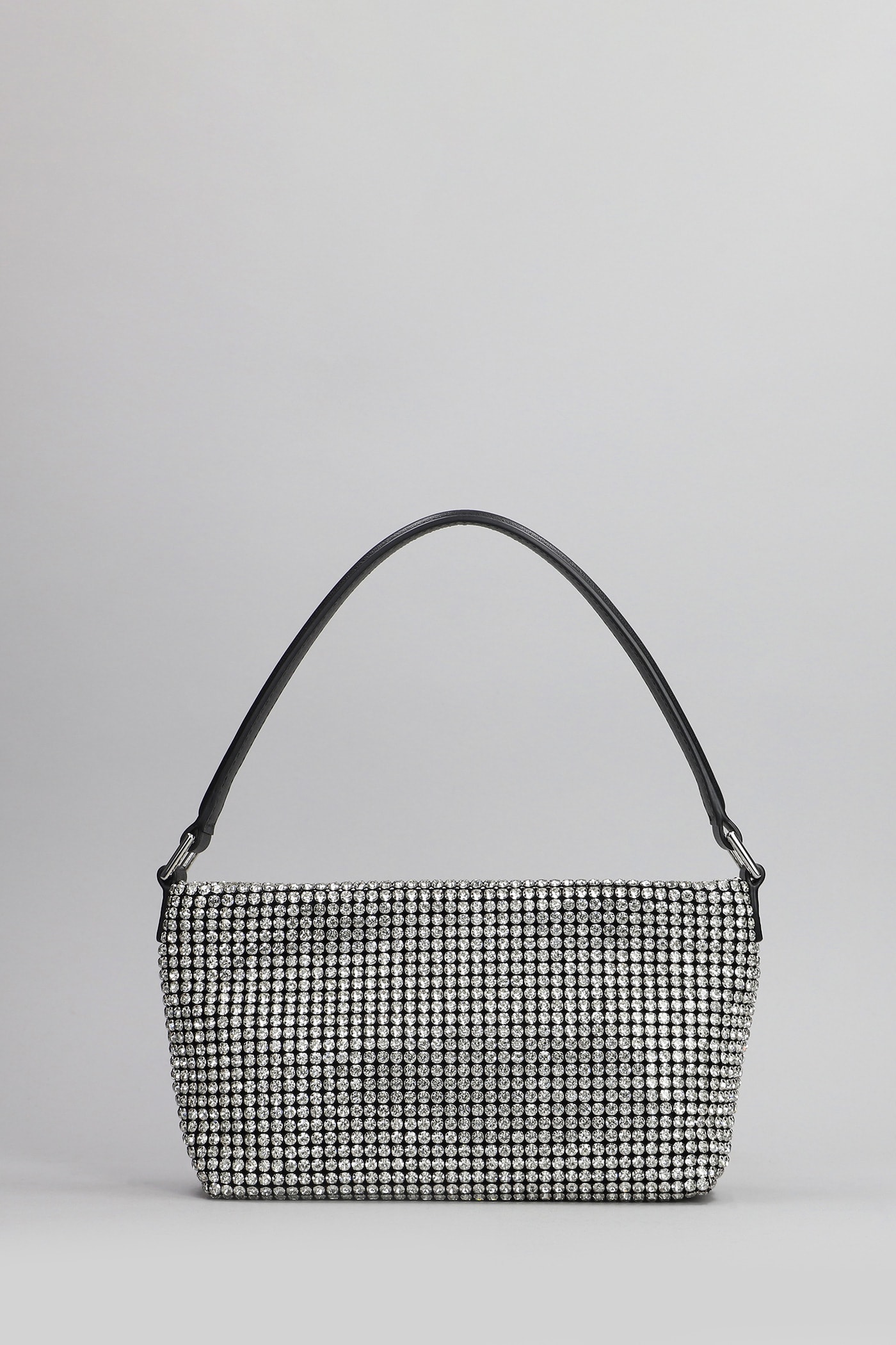 Shop Self-portrait Diamante Small Hand Bag In Silver Glass