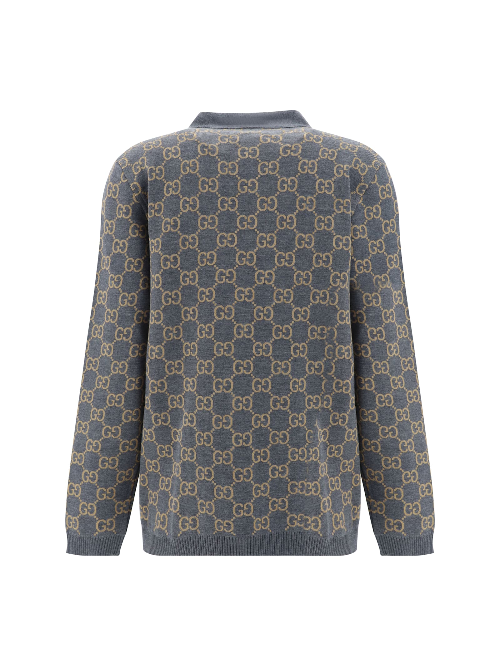 Shop Gucci Reversible Cardigan In Grey/camel