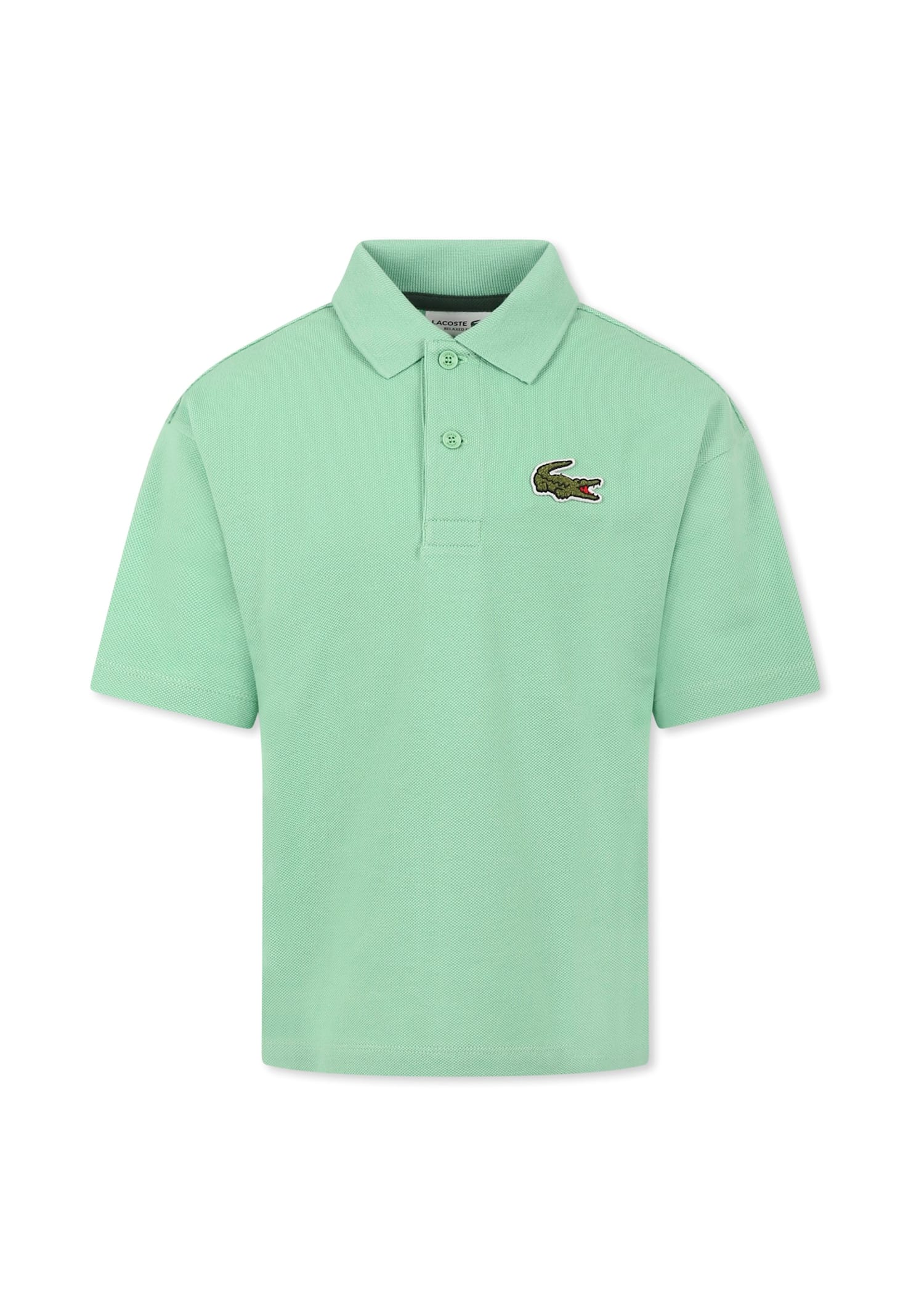 LACOSTE GREEN POLO SHIRT FOR KIDS WITH CROCODILE