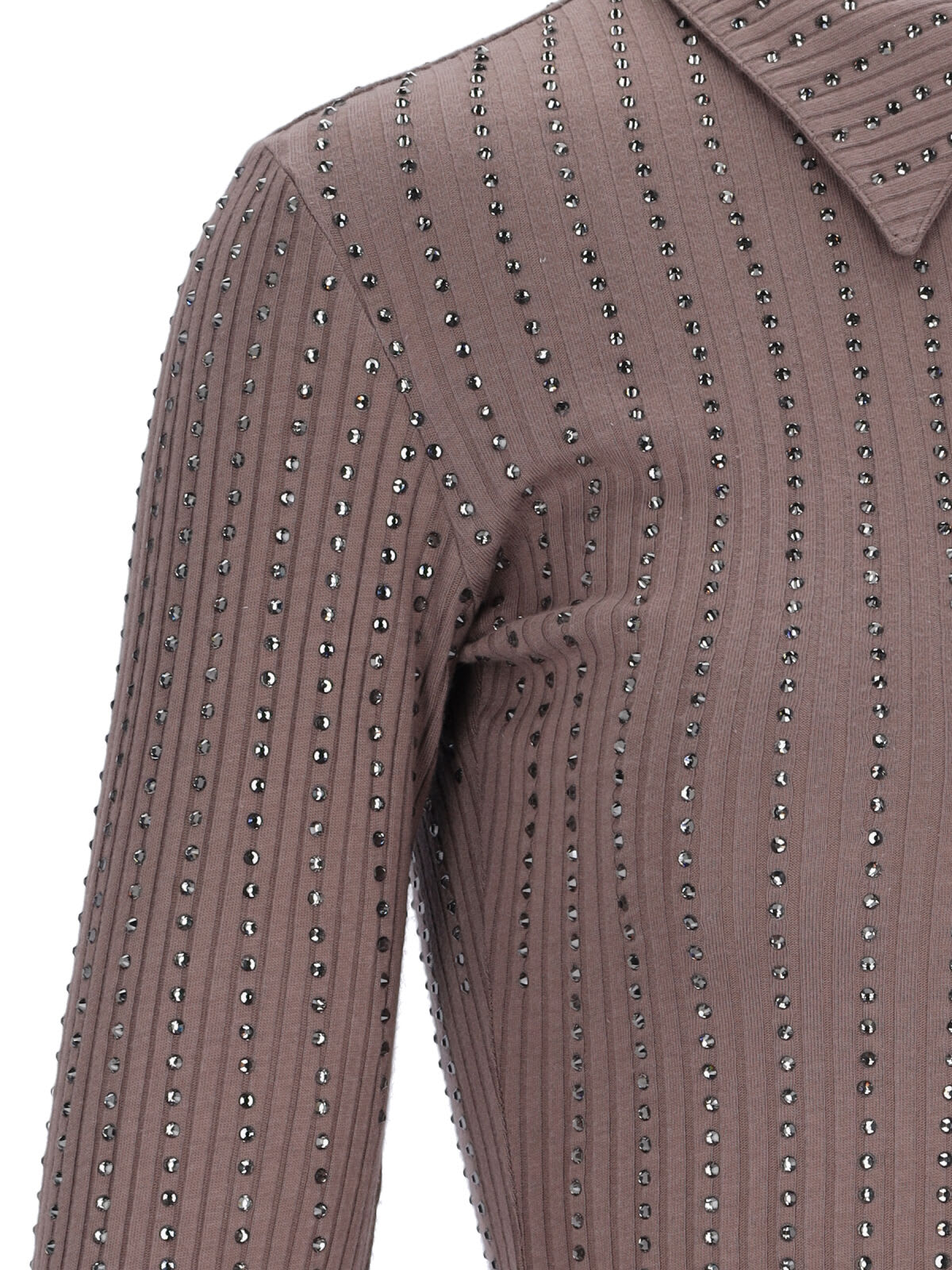 Attico Faded Mud Long Sleeve Vertical Striped T-shirt In Brown