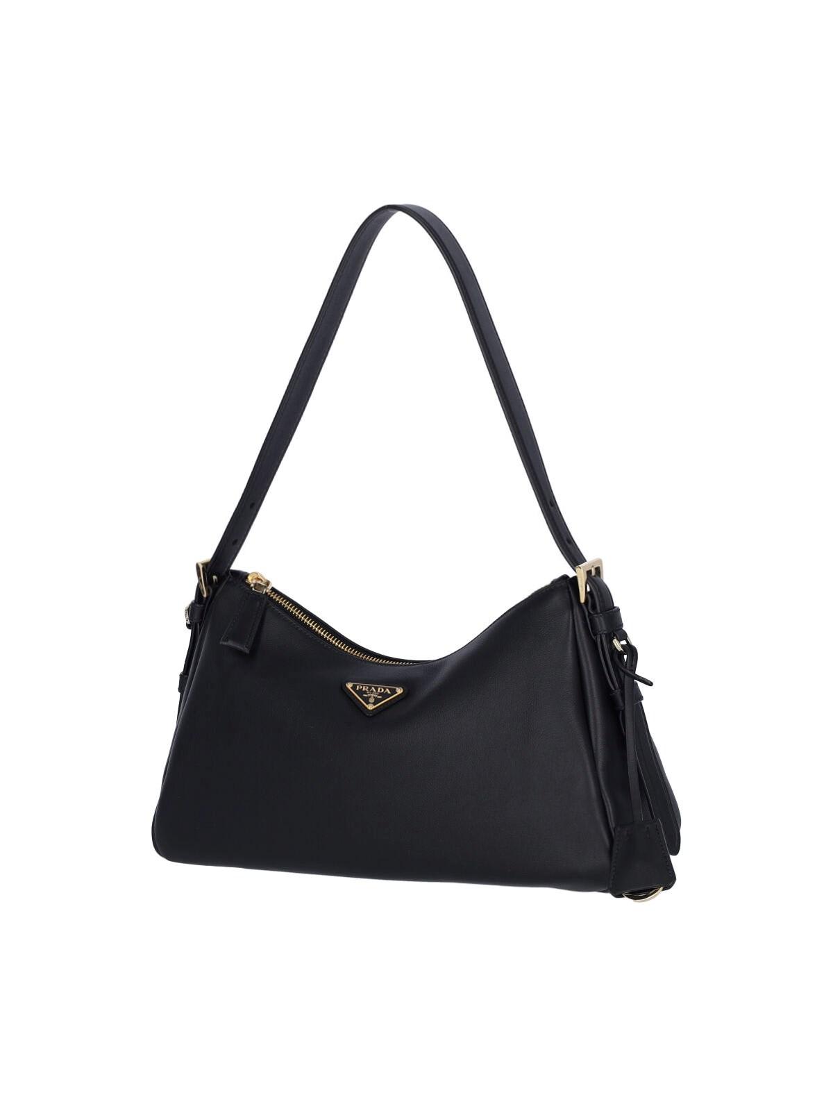 Prada Aimee Medium Leather Shoulder Bag In Black