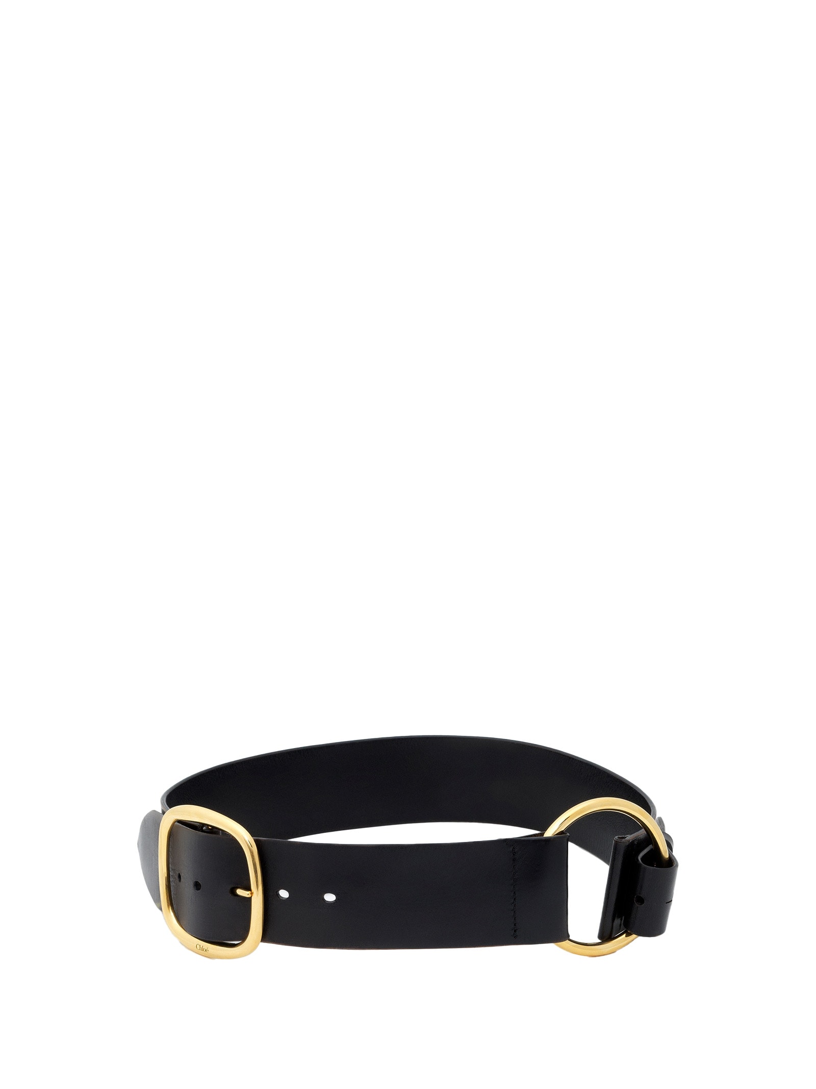 Chloé Anita Low Hip Belt With Engraved Buckle In Black
