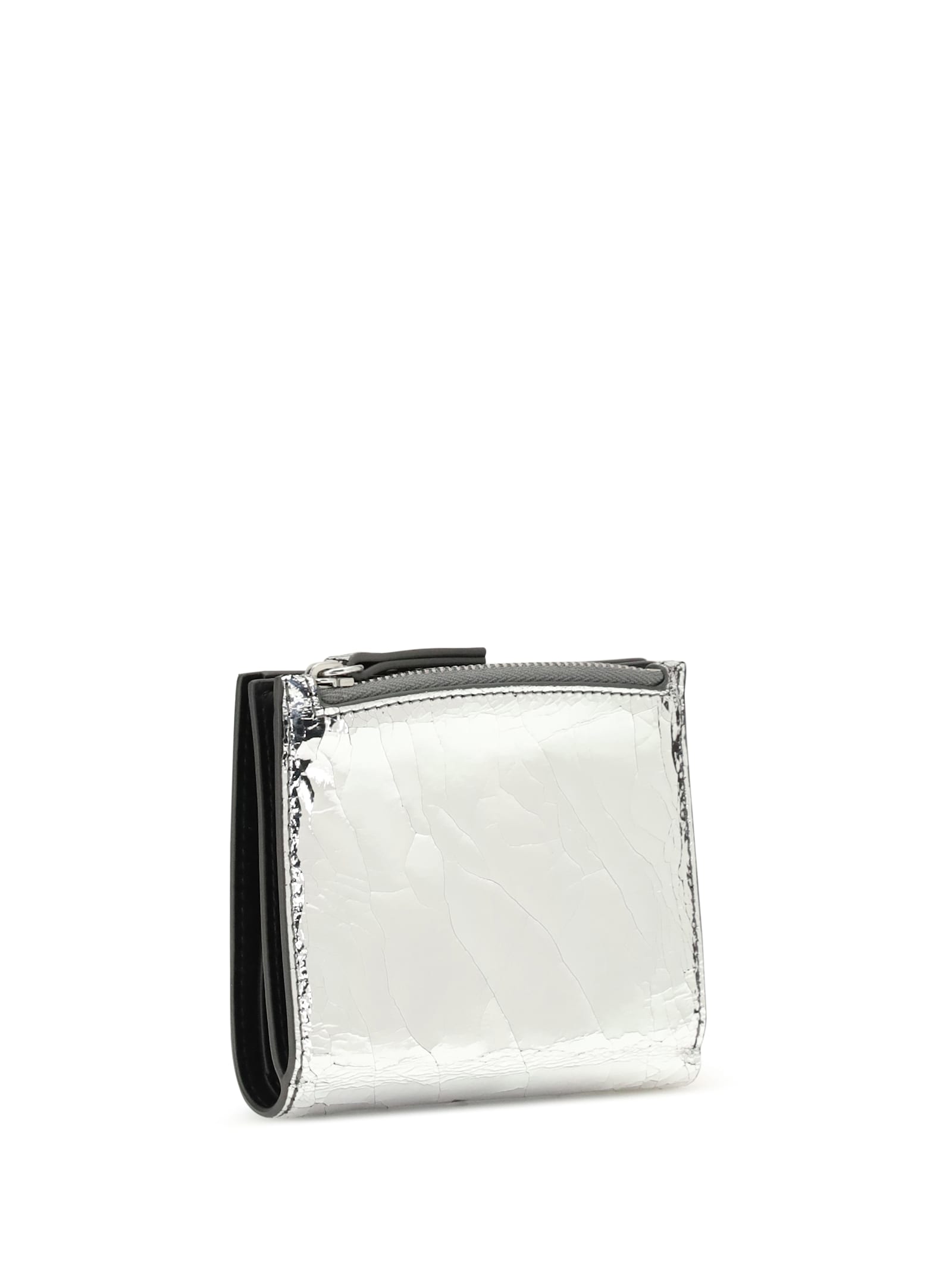 Maison Margiela Metallic Leathe Bi-fold Wallet In Silver