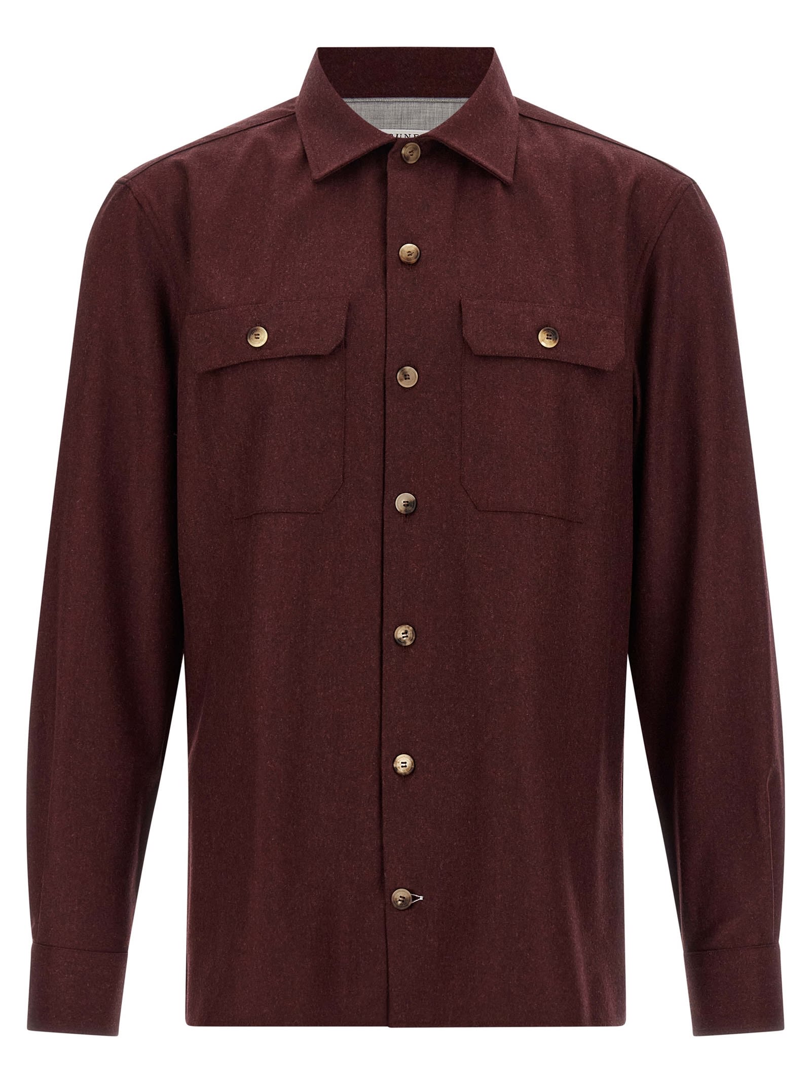Brunello Cucinelli Long Sleeve Shirt Featuring Chest Pockets In Brown